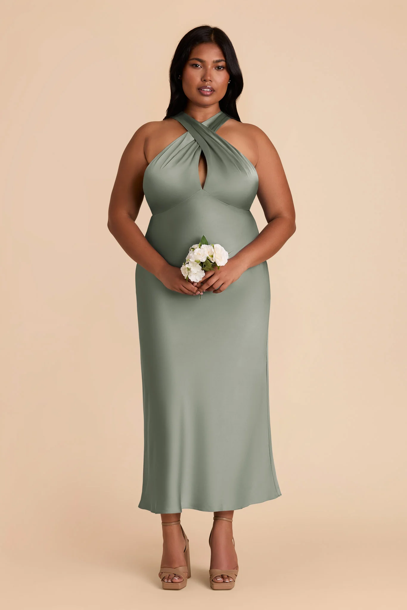Monique Matte Satin Dress - Sea Glass - Image 8