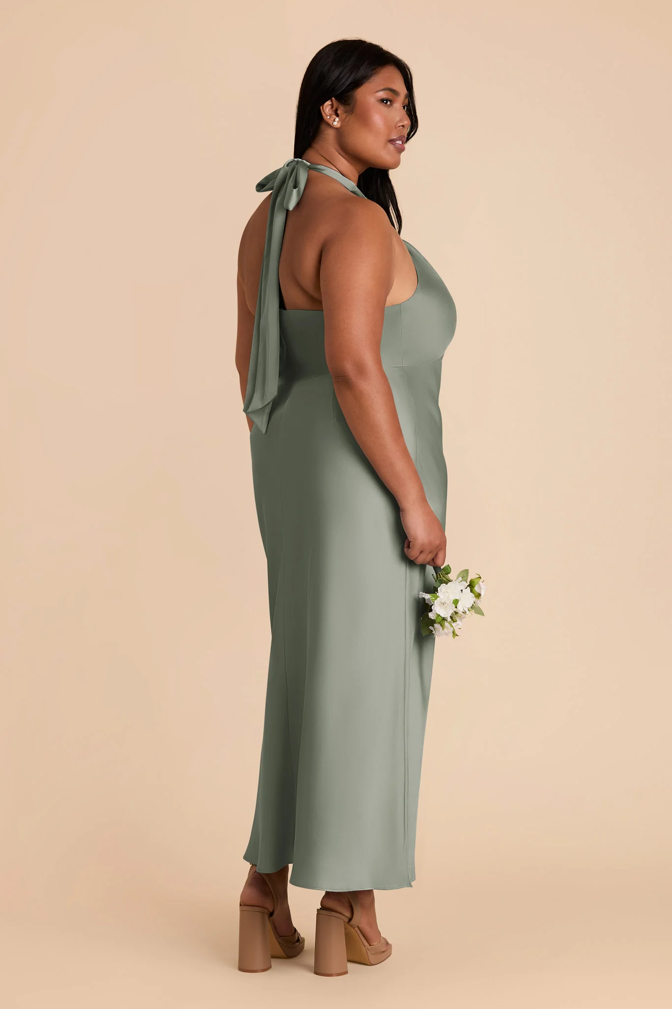 Monique Matte Satin Dress - Sea Glass - Image 9
