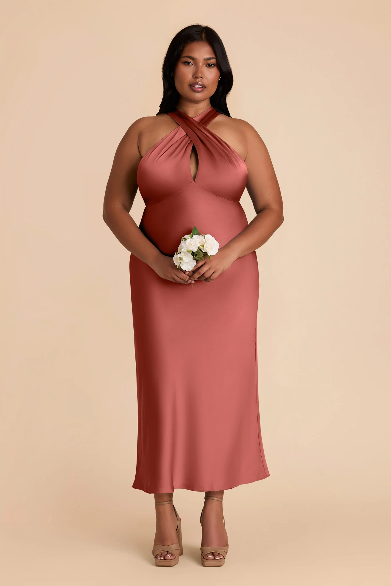 Monique Matte Satin Dress - Spice - Image 8