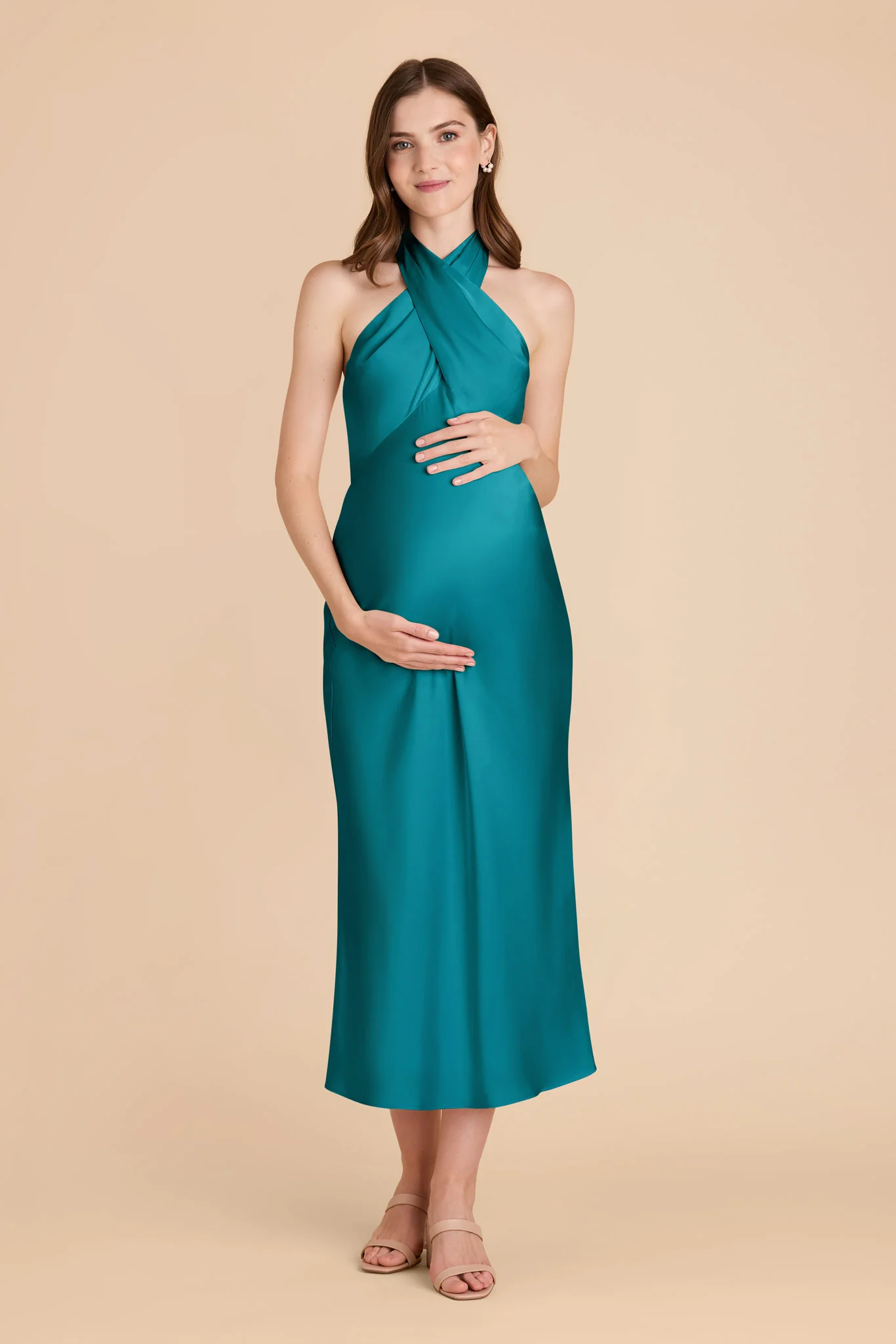 Monique Matte Satin Dress - Teal - Image 7
