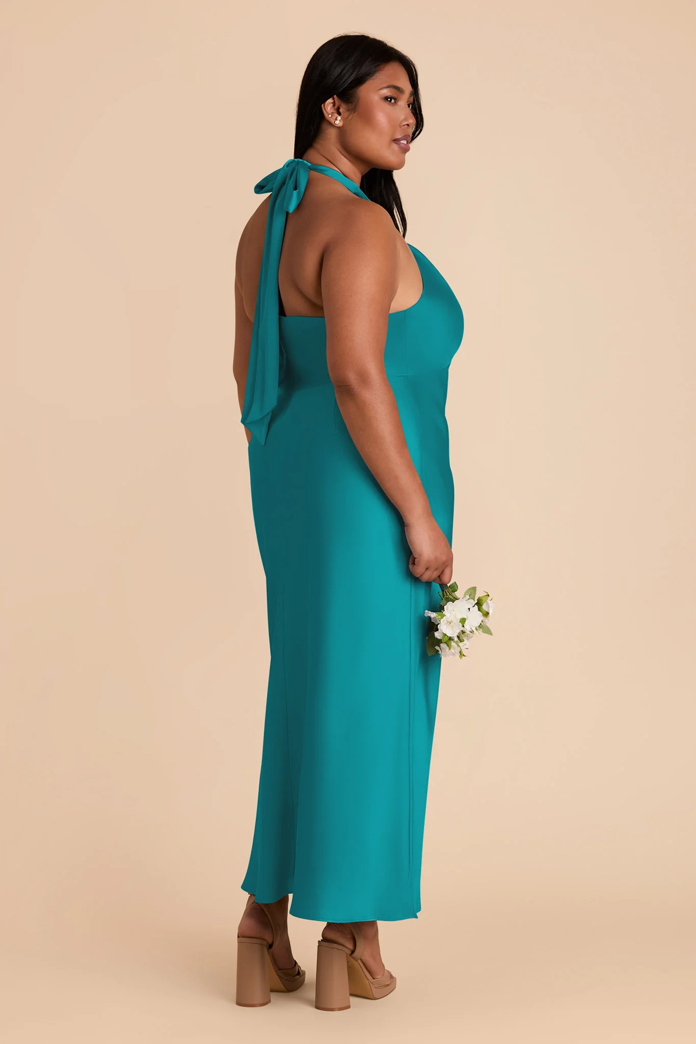 Monique Matte Satin Dress - Teal - Image 9