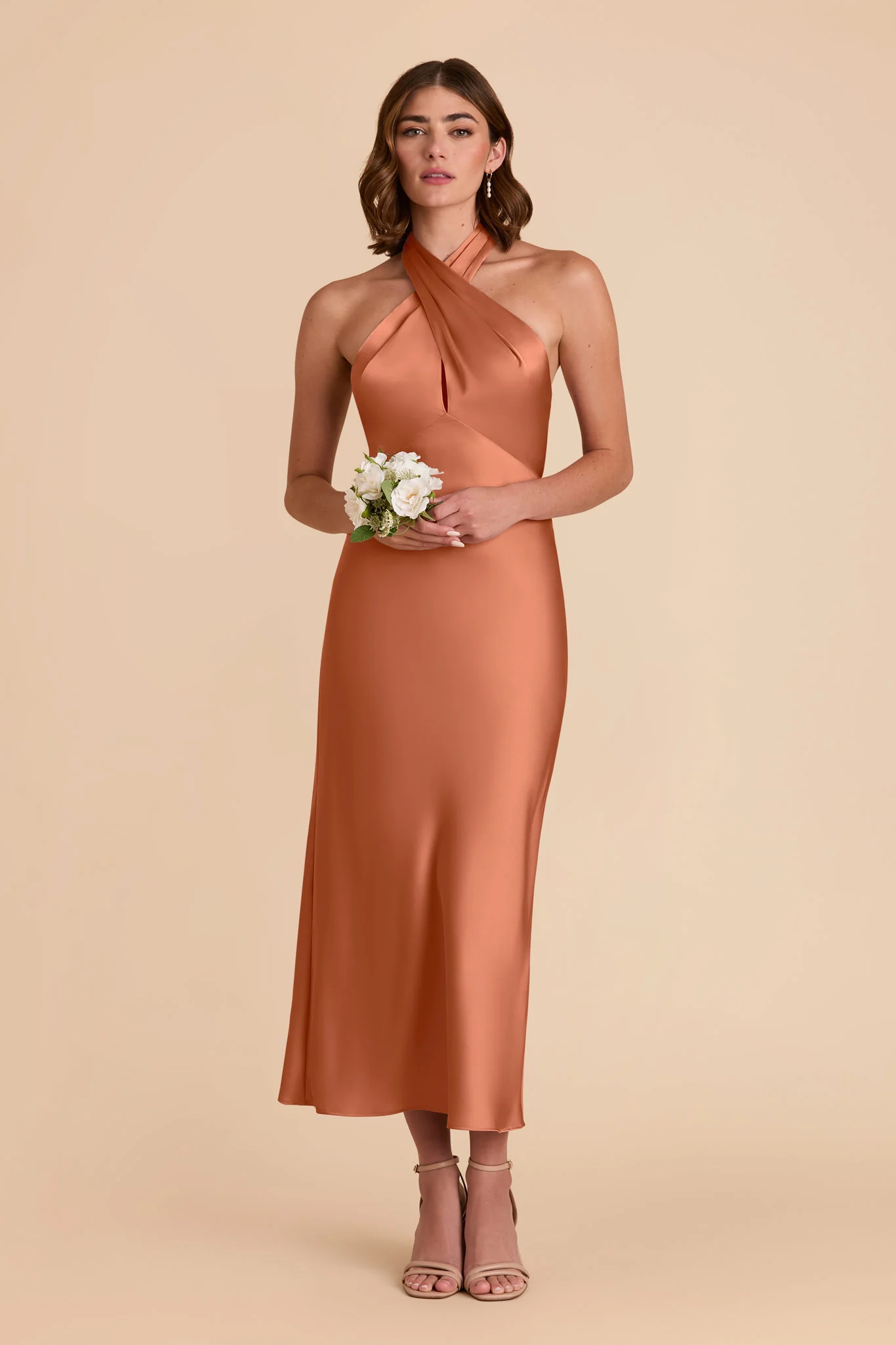Monique Matte Satin Dress - Terracotta - Image 3