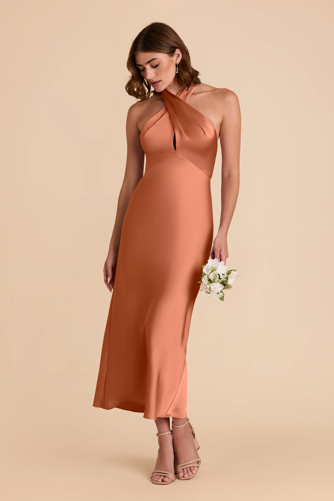 Monique Matte Satin Dress - Terracotta - Image 4