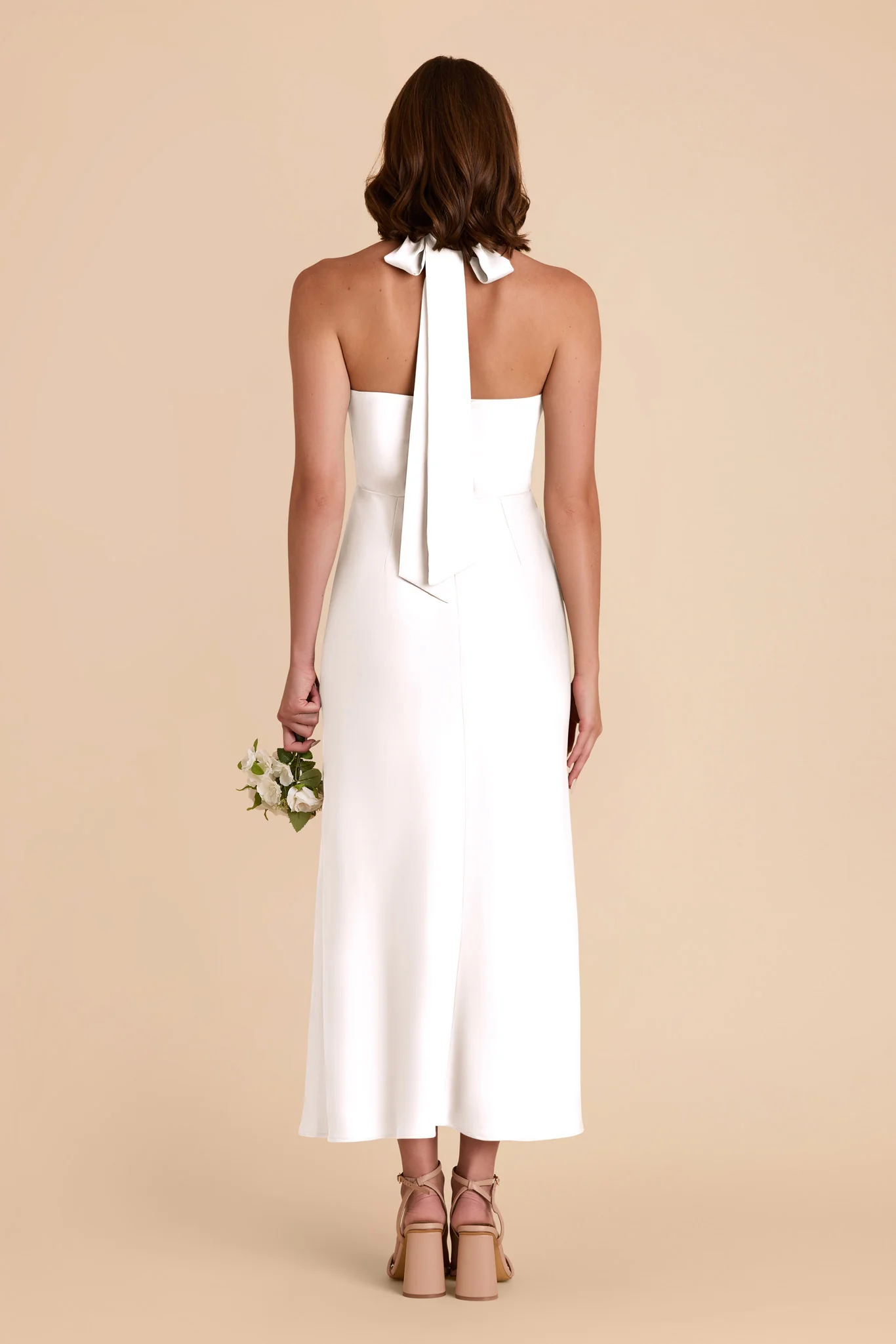 Monique Matte Satin Dress - White - Image 5