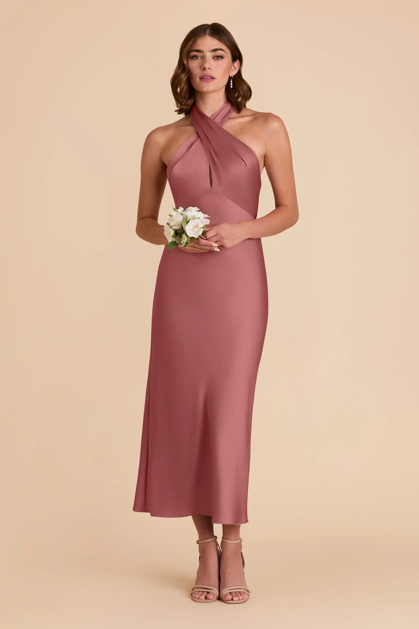 Monique Matte Satin Dress - Wild Rose - Image 3