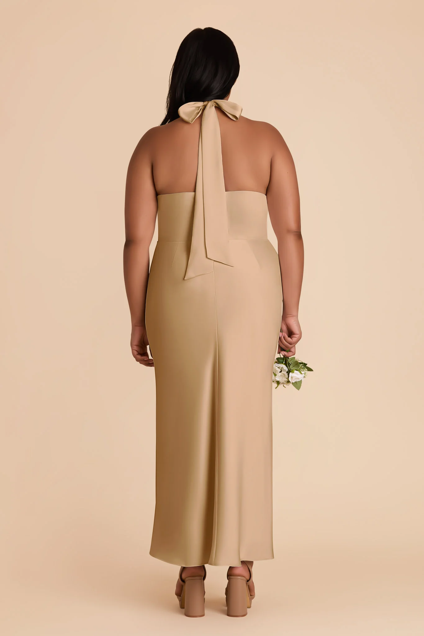 Monique Matte Satin Dress - Yellow Gold - Image 10