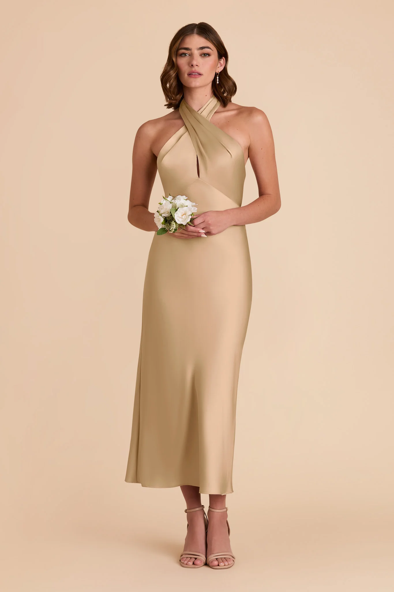 Monique Matte Satin Dress - Yellow Gold - Image 3