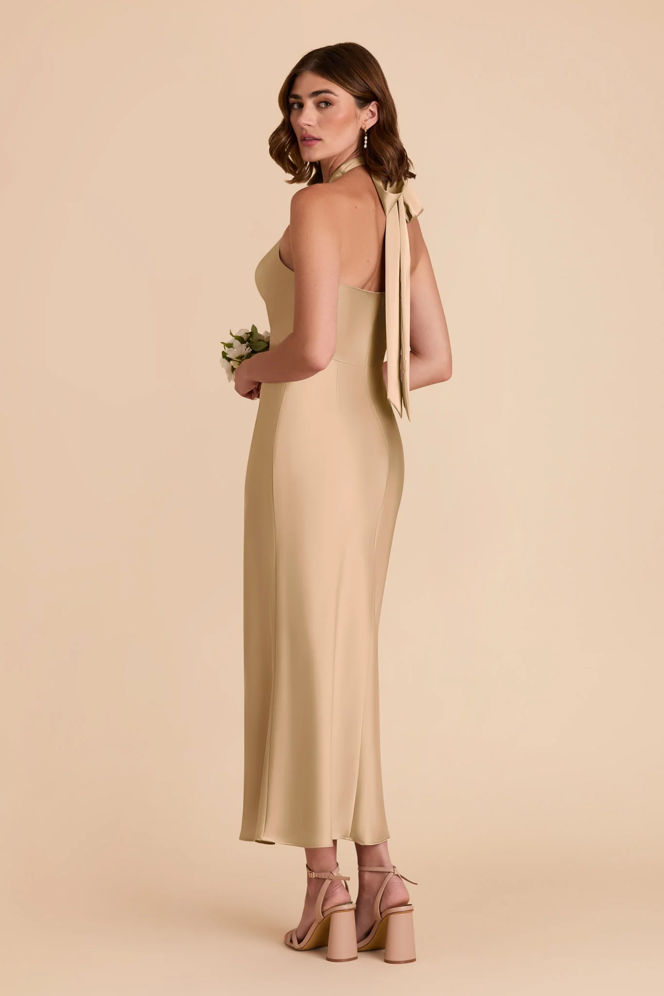 Monique Matte Satin Dress - Yellow Gold - Image 5