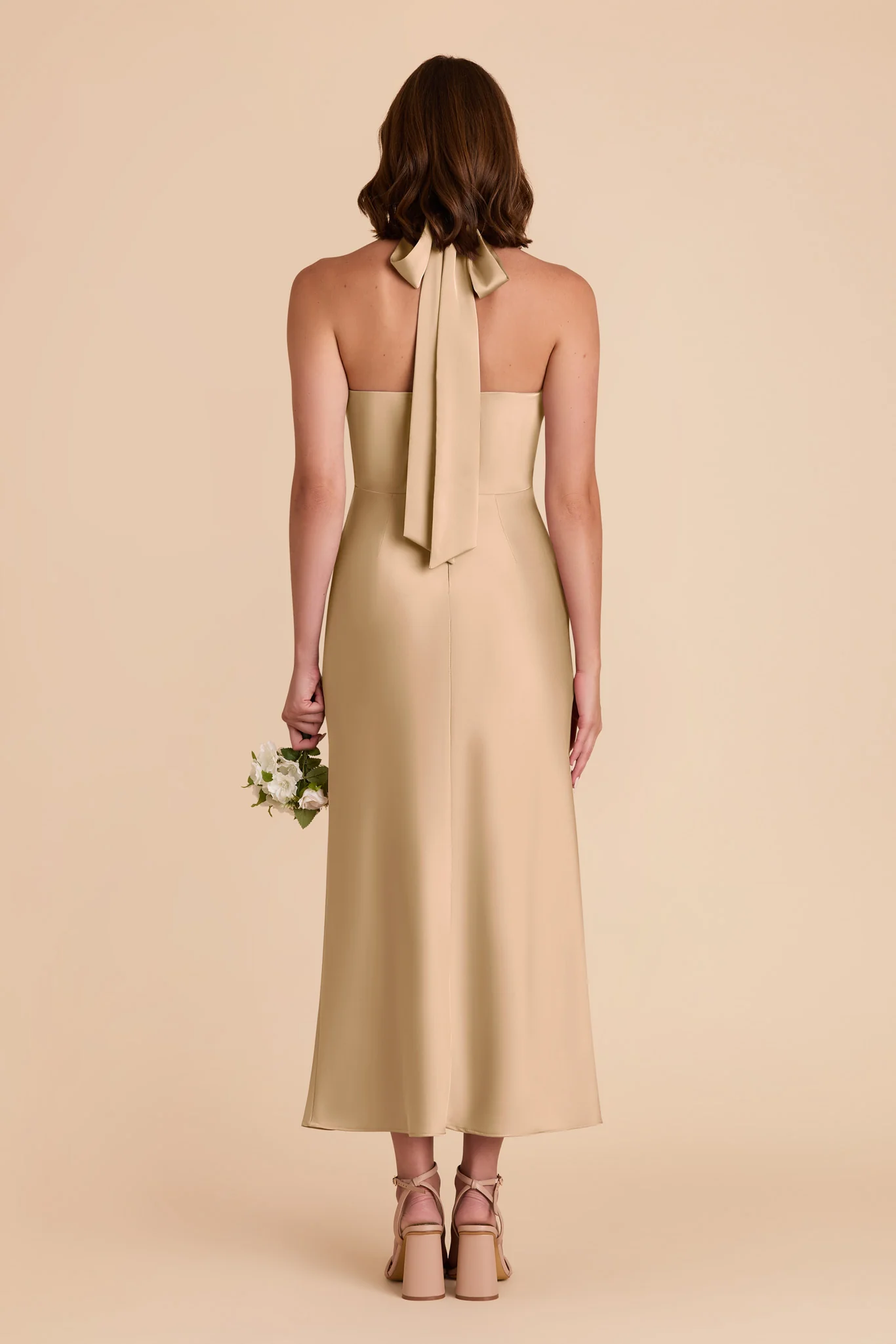 Monique Matte Satin Dress - Yellow Gold - Image 6