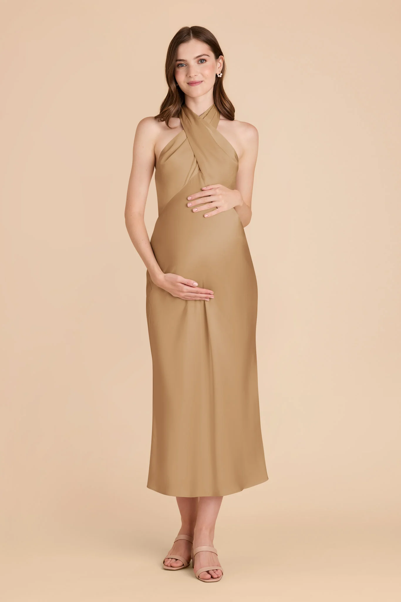 Monique Matte Satin Dress - Yellow Gold - Image 7