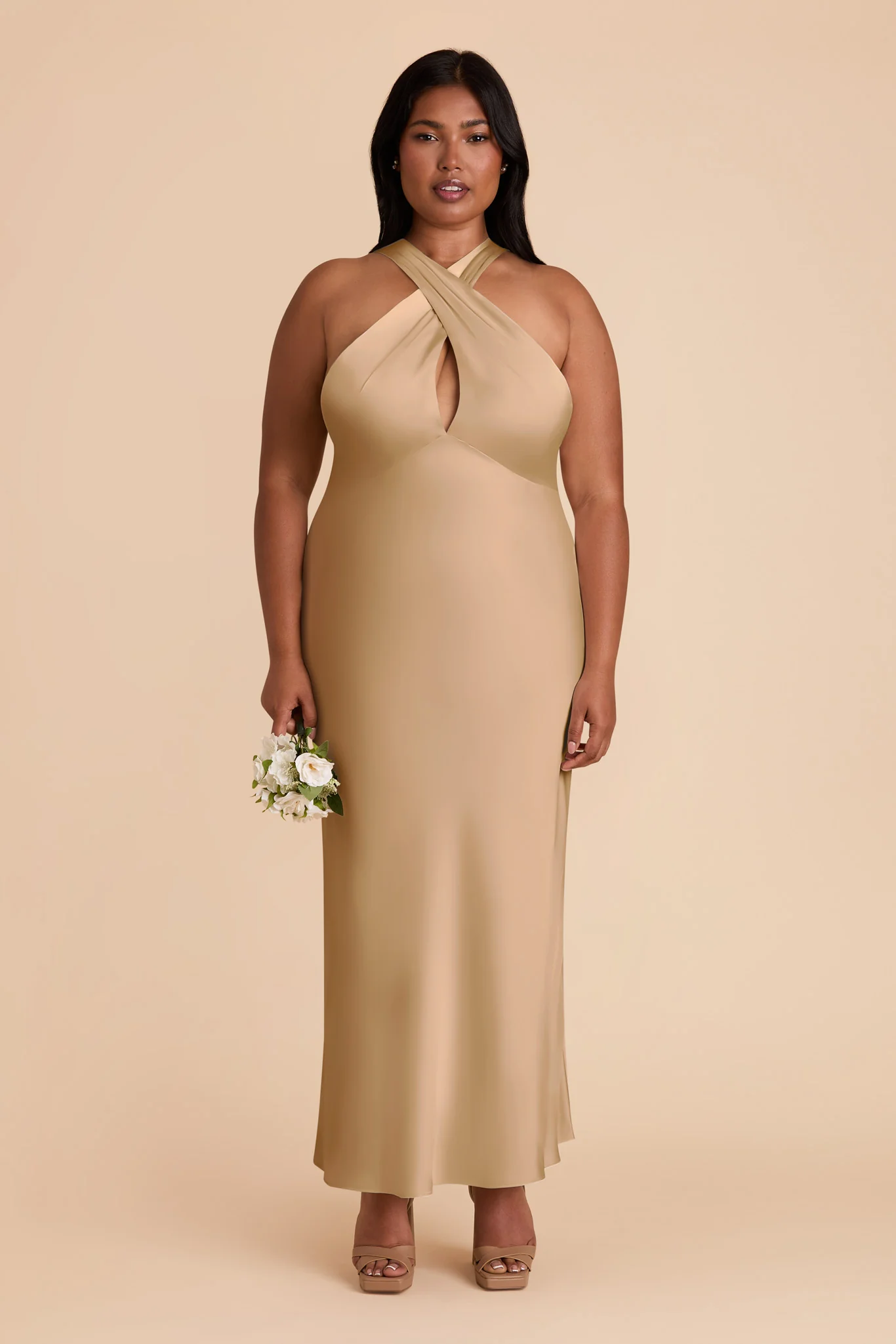 Monique Matte Satin Dress - Yellow Gold - Image 8