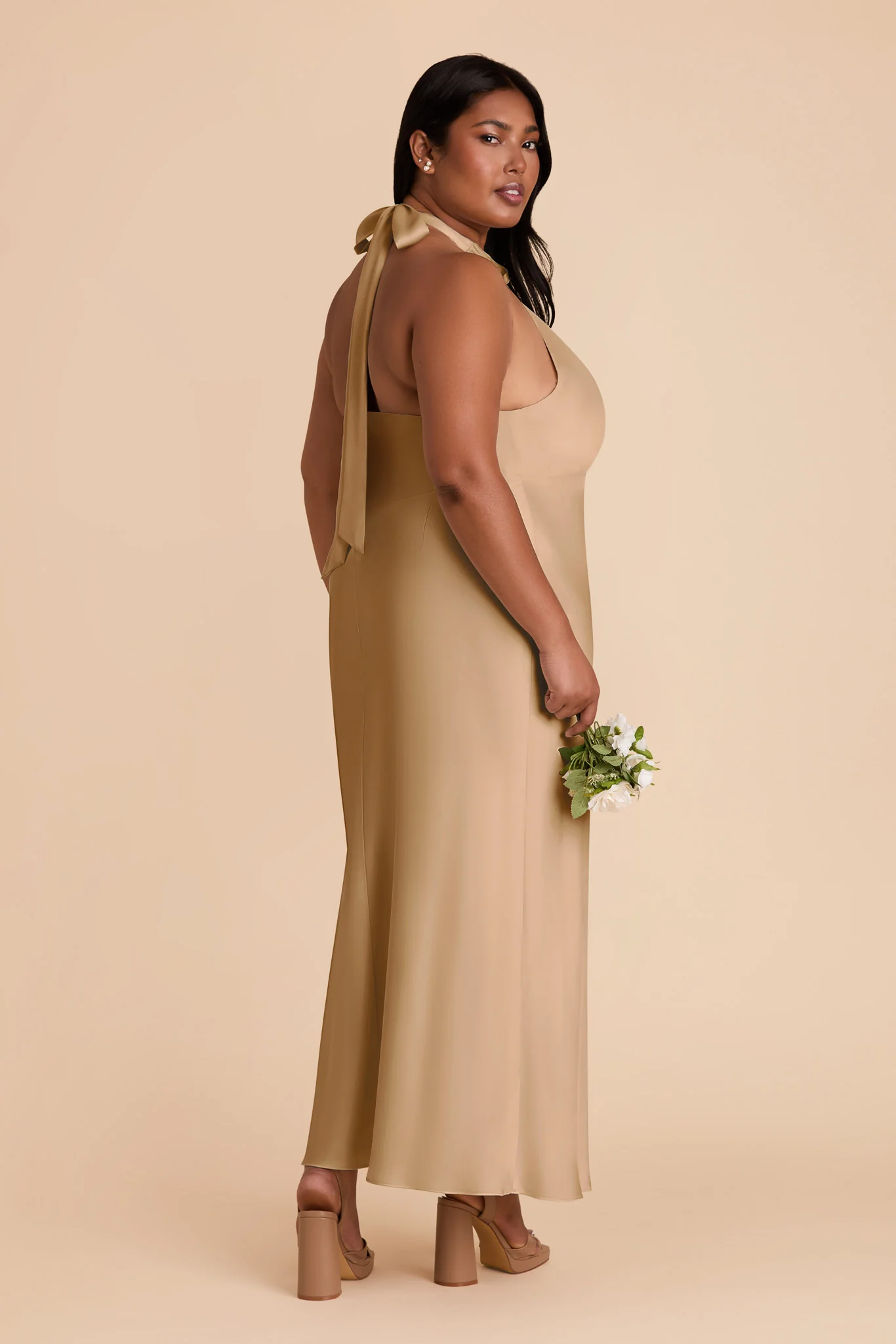 Monique Matte Satin Dress - Yellow Gold - Image 9
