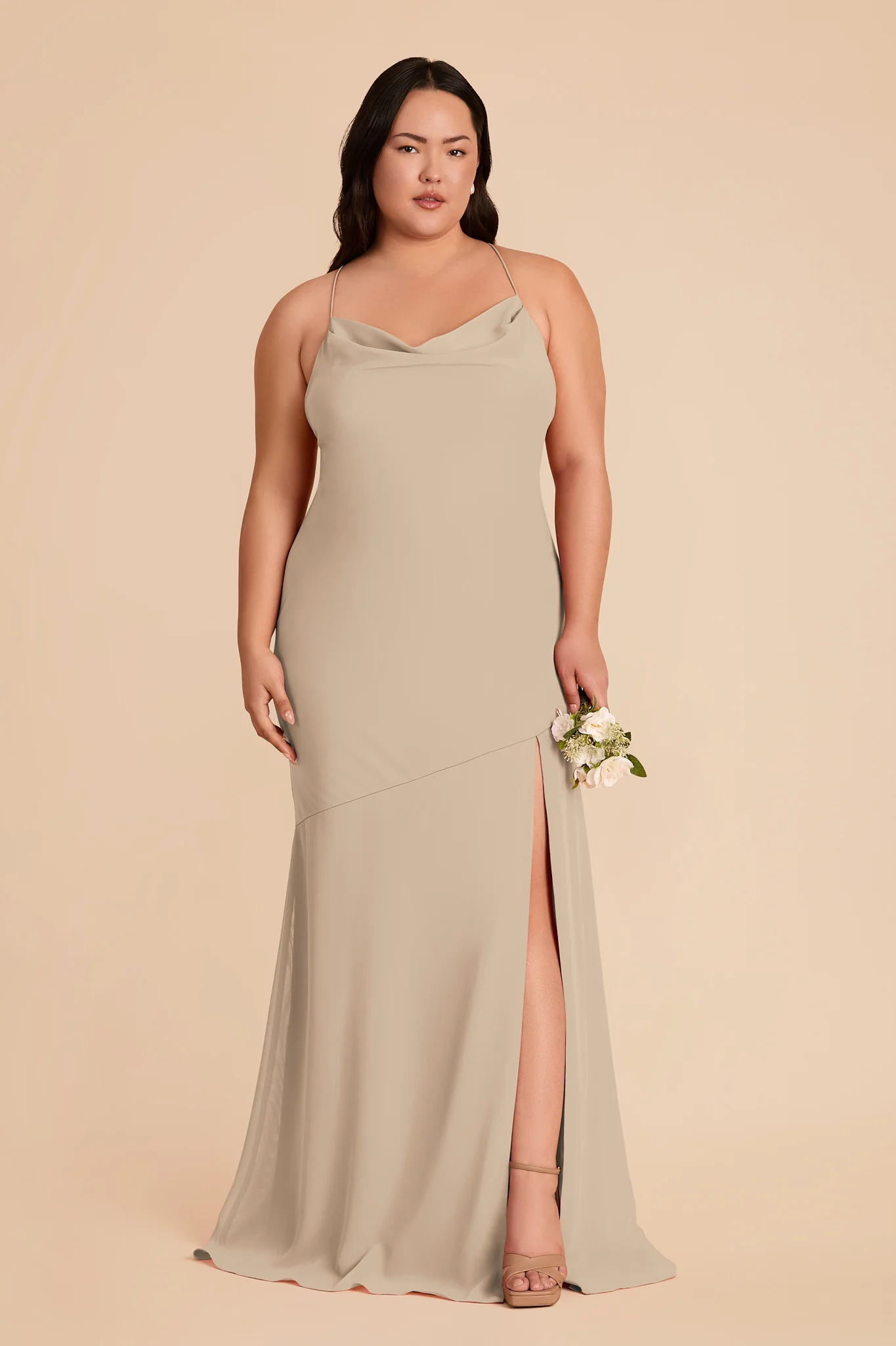 Olivia Chiffon Dress - Almond - Image 2
