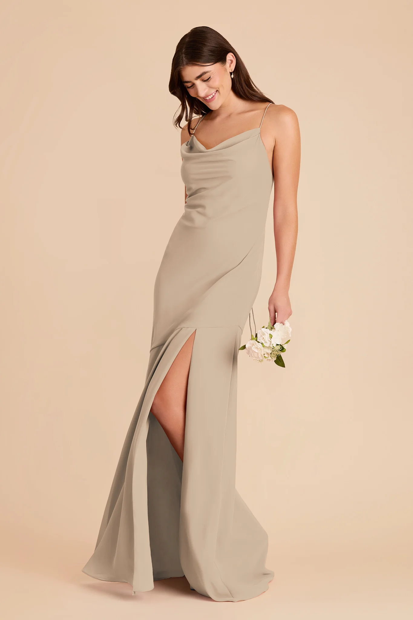 Olivia Chiffon Dress - Almond - Image 3