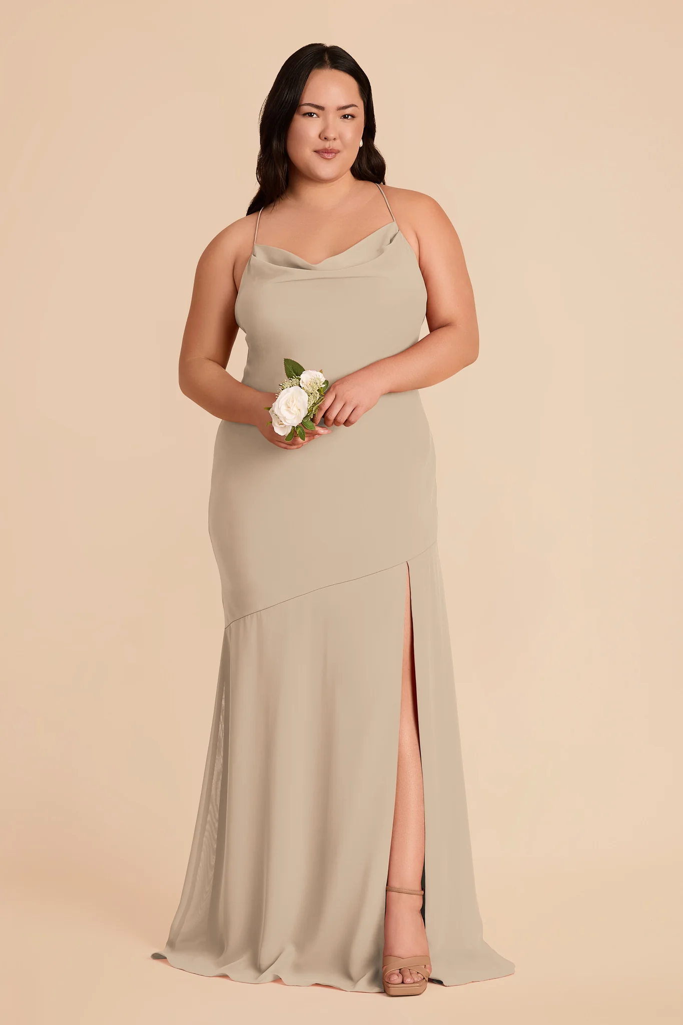 Olivia Chiffon Dress - Almond - Image 6