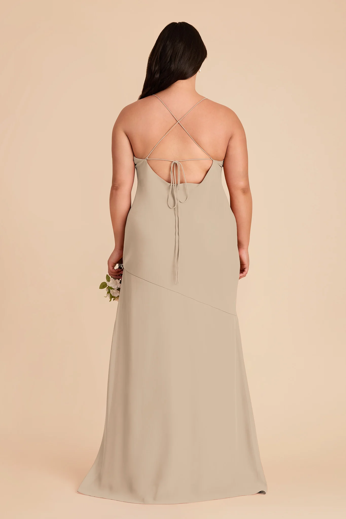 Olivia Chiffon Dress - Almond - Image 8