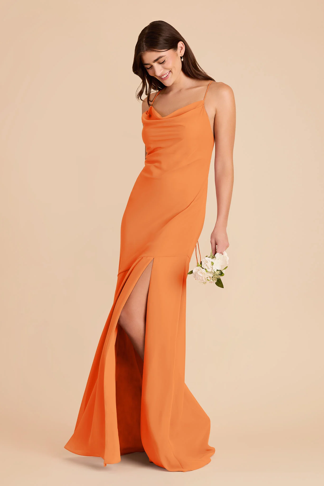 Olivia Chiffon Dress - Apricot - Image 2