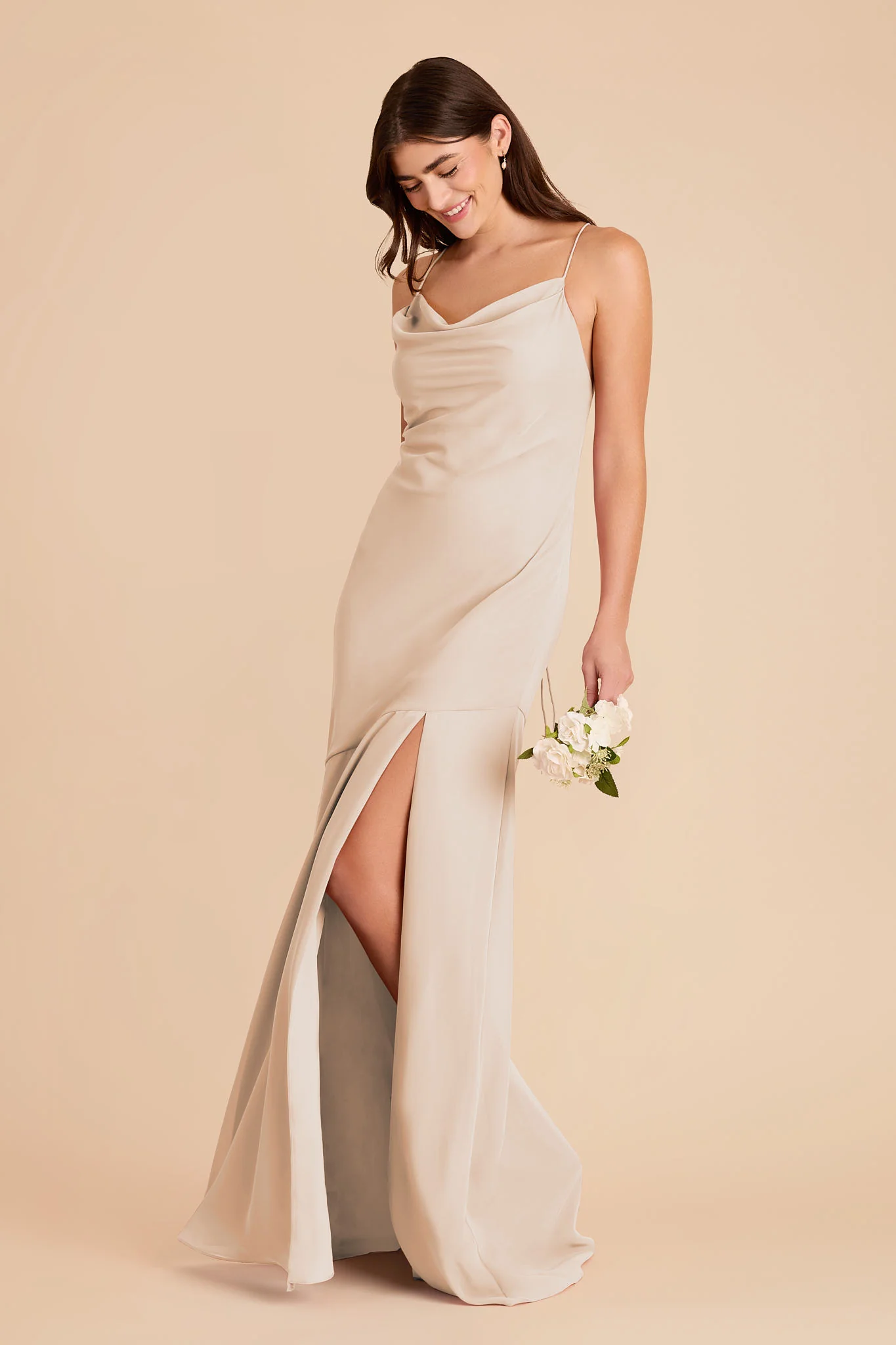 Olivia Chiffon Dress - Champagne - Image 3