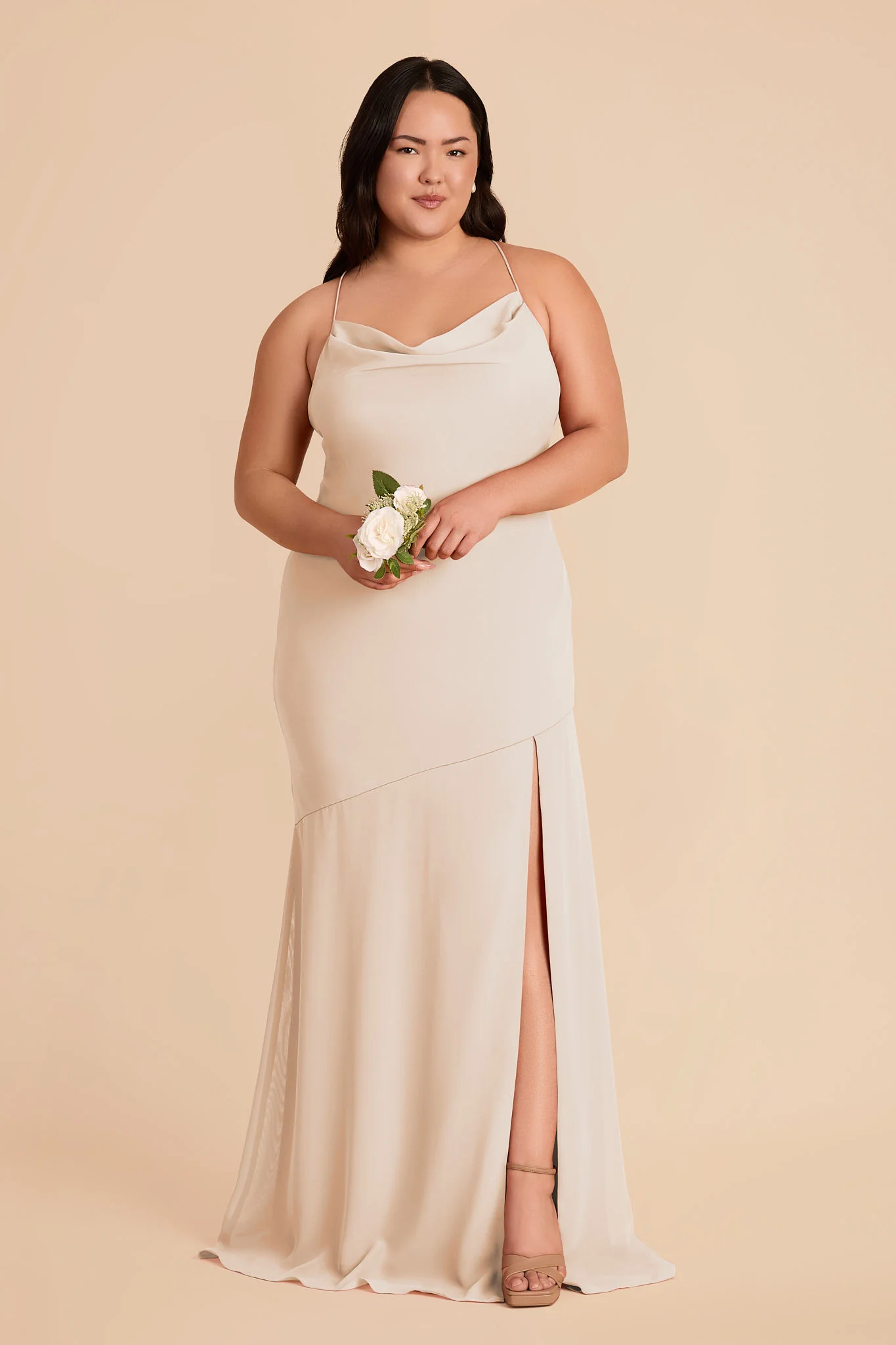 Olivia Chiffon Dress - Champagne - Image 6