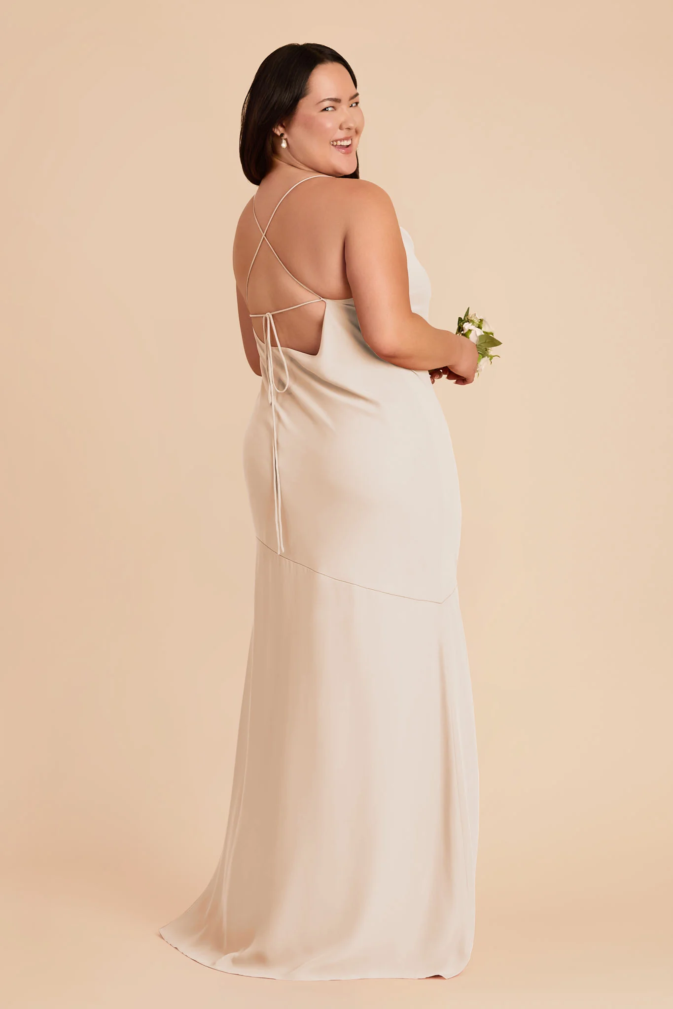 Olivia Chiffon Dress - Champagne - Image 7