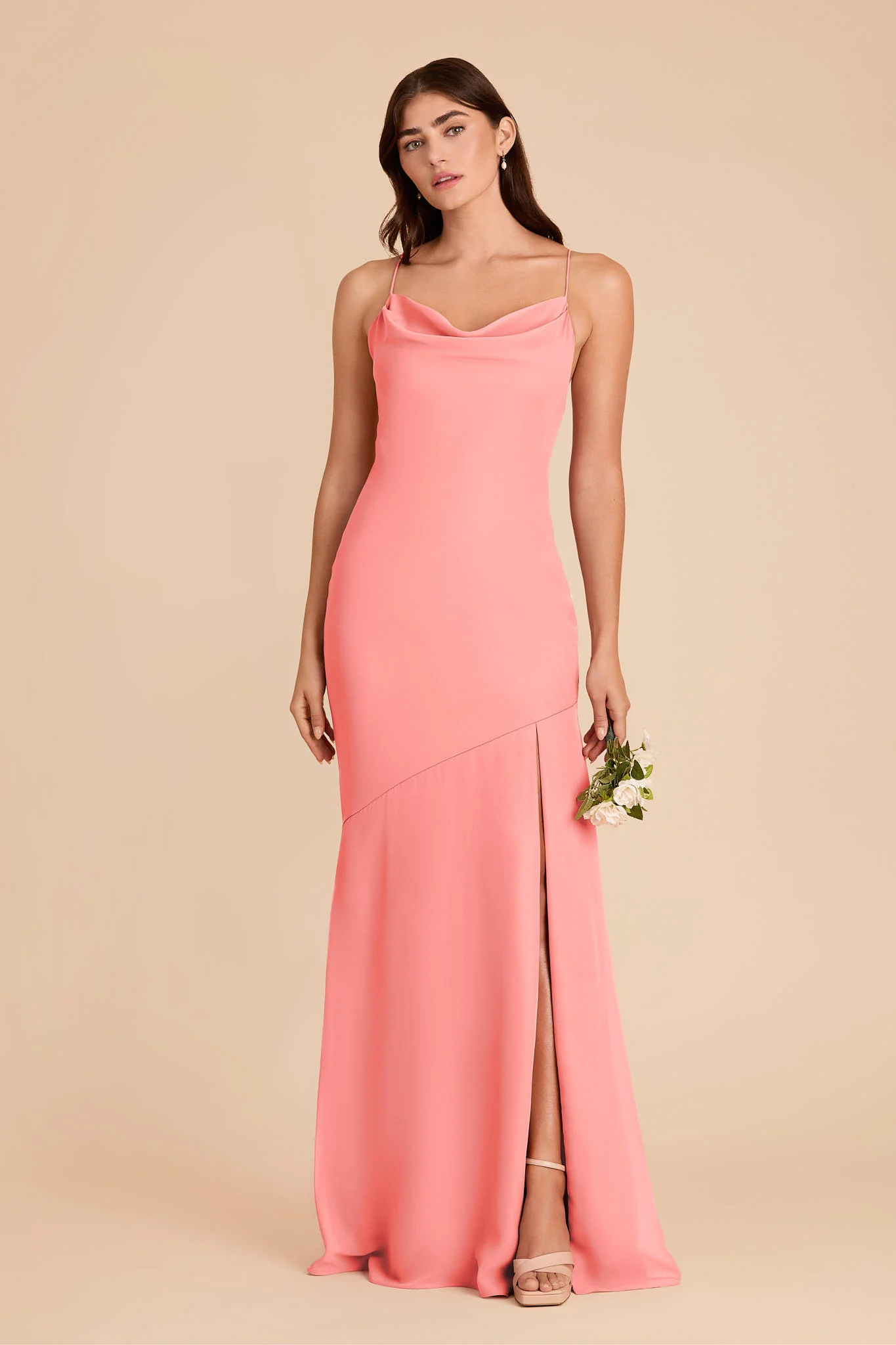 Olivia Chiffon Dress - Coral Pink