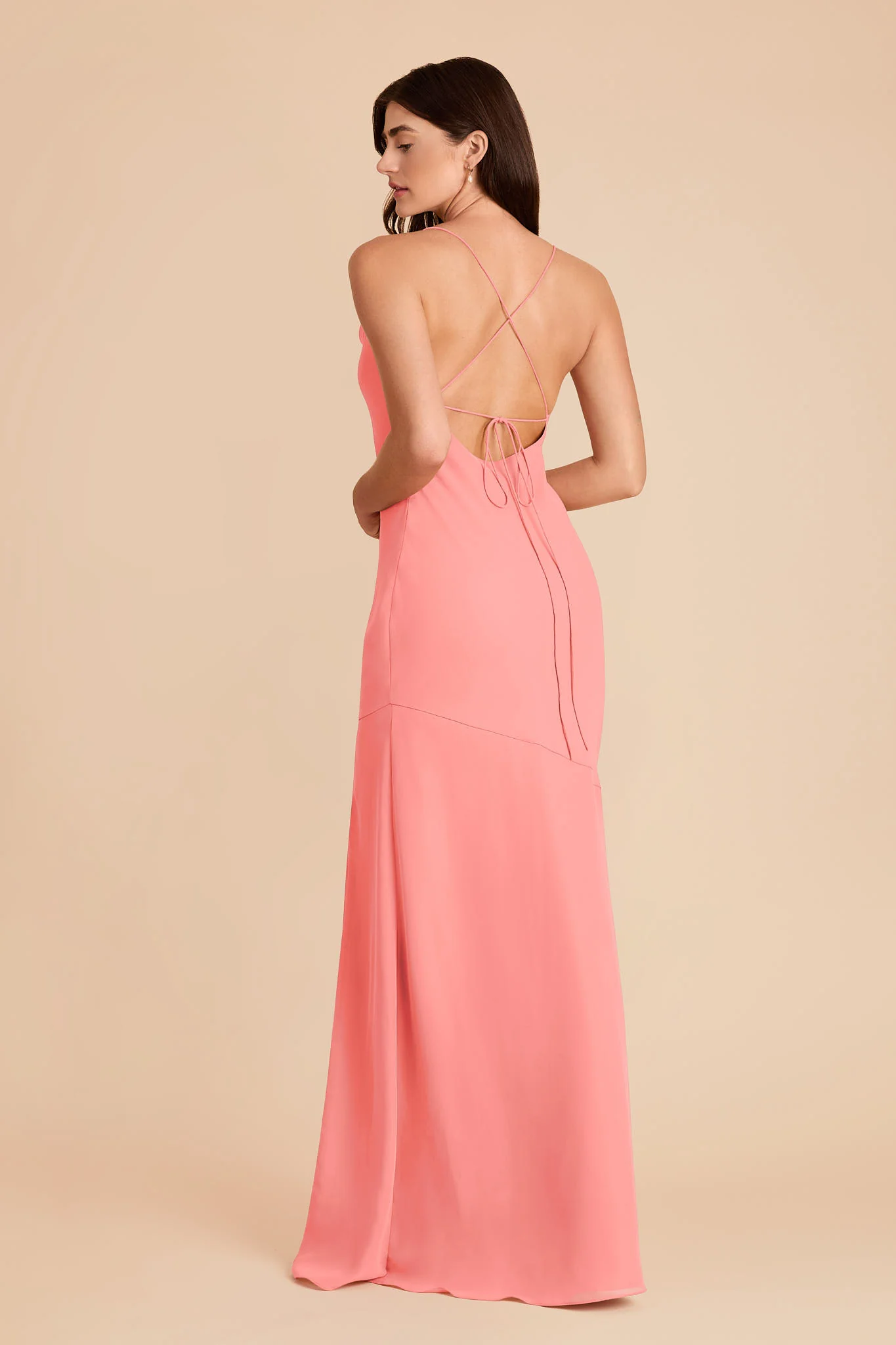 Olivia Chiffon Dress - Coral Pink - Image 4