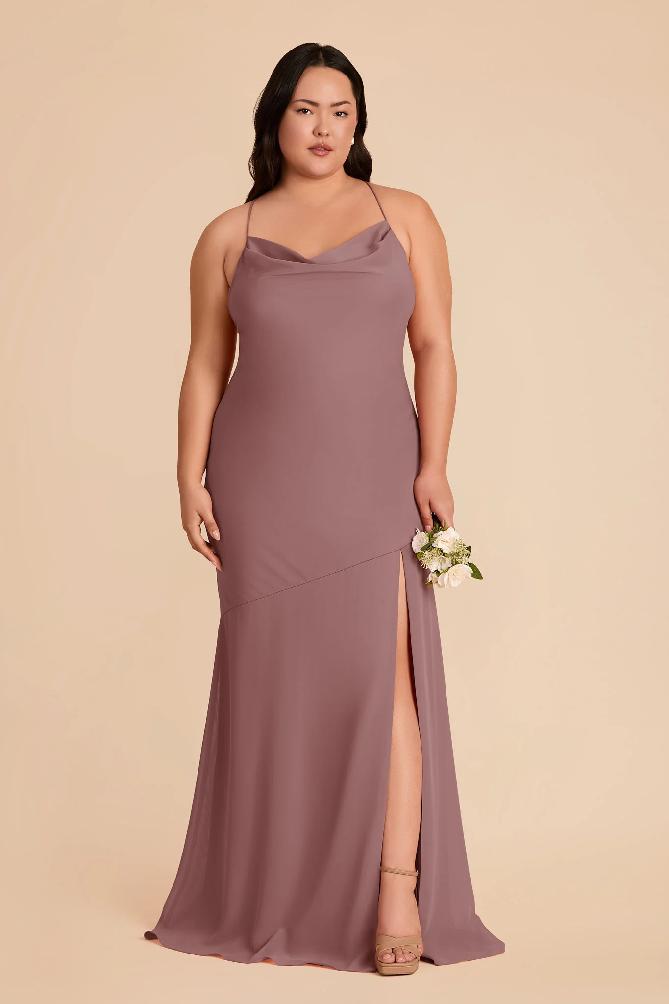 Olivia Chiffon Dress - Dark Mauve - Image 2