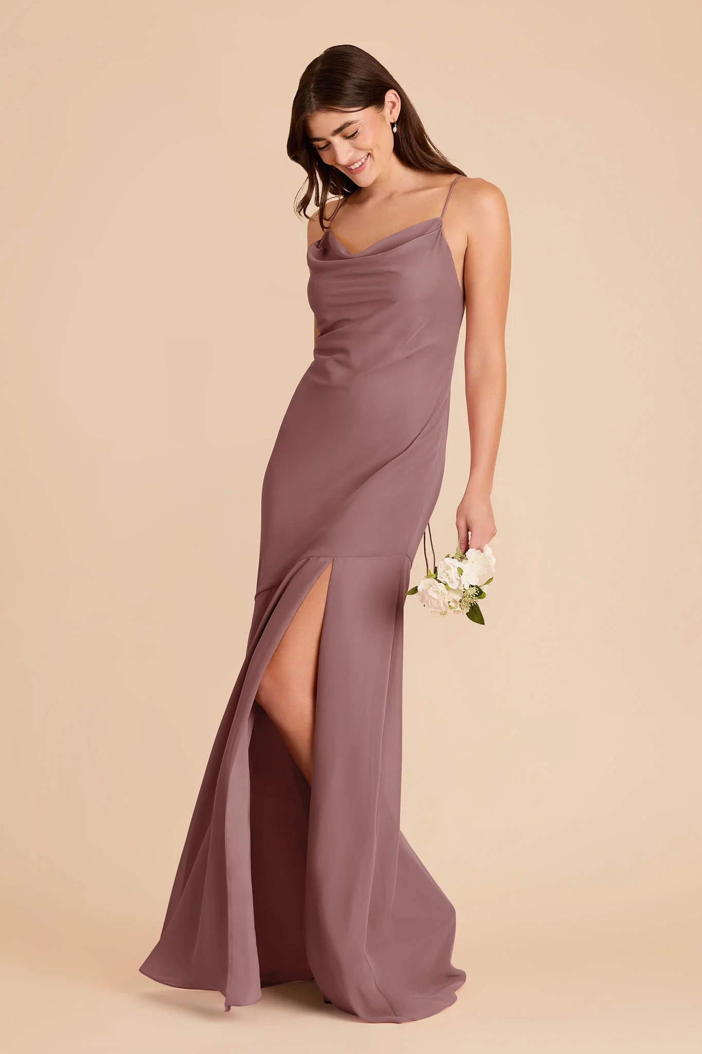 Olivia Chiffon Dress - Dark Mauve - Image 3