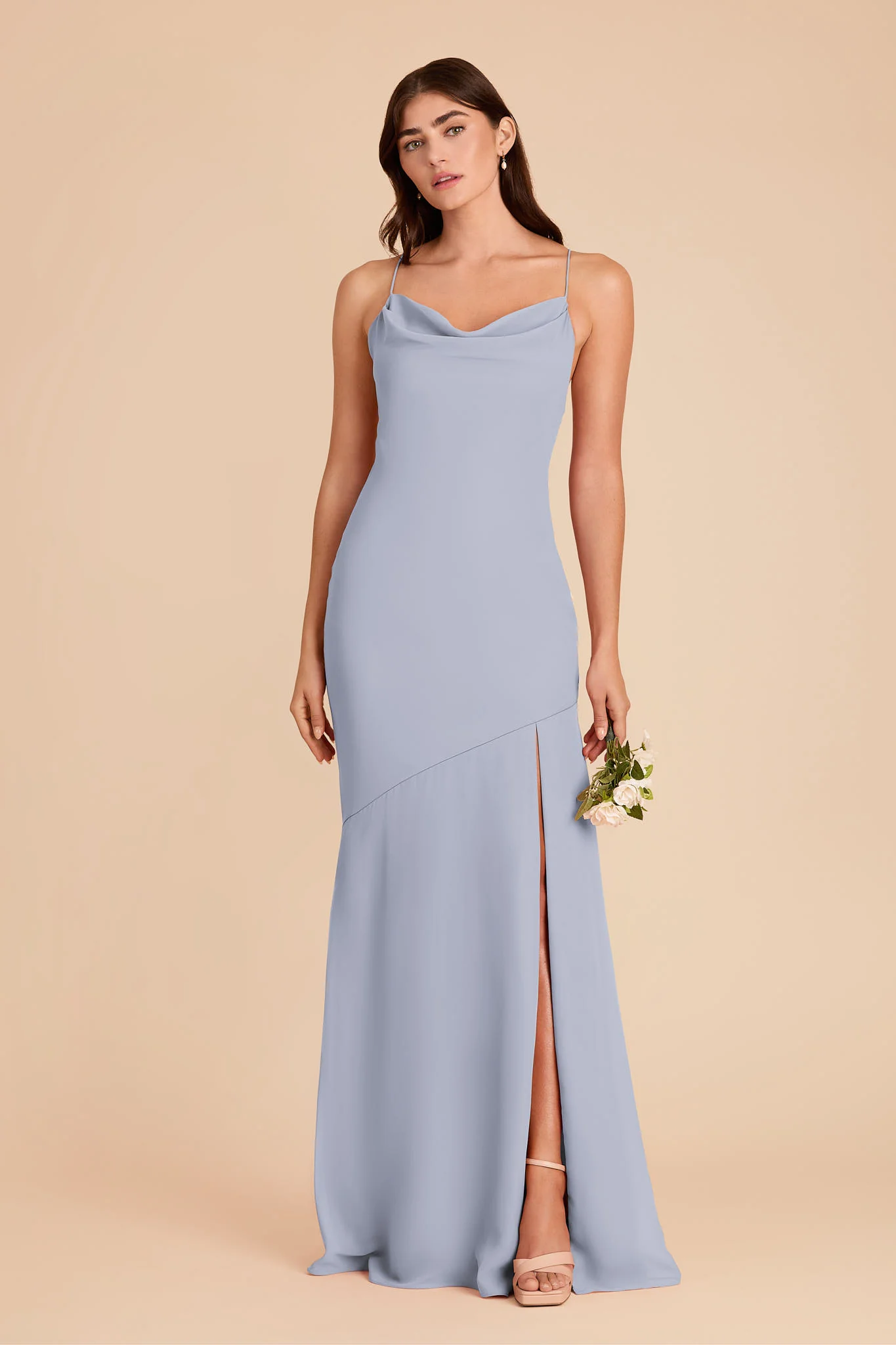 Olivia Chiffon Dress - Dusty Blue