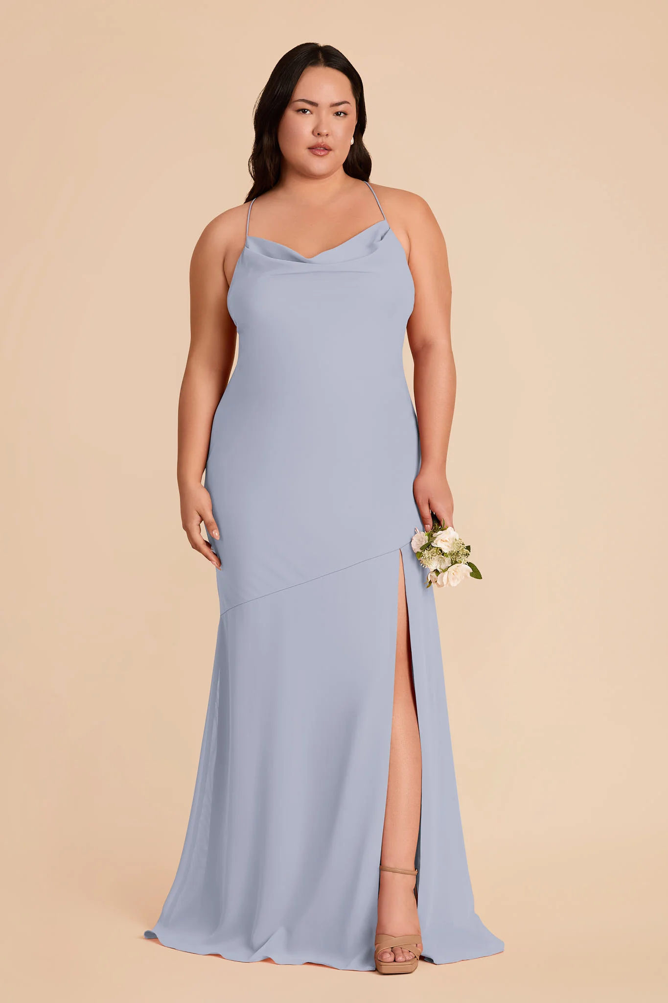 Olivia Chiffon Dress - Dusty Blue - Image 2