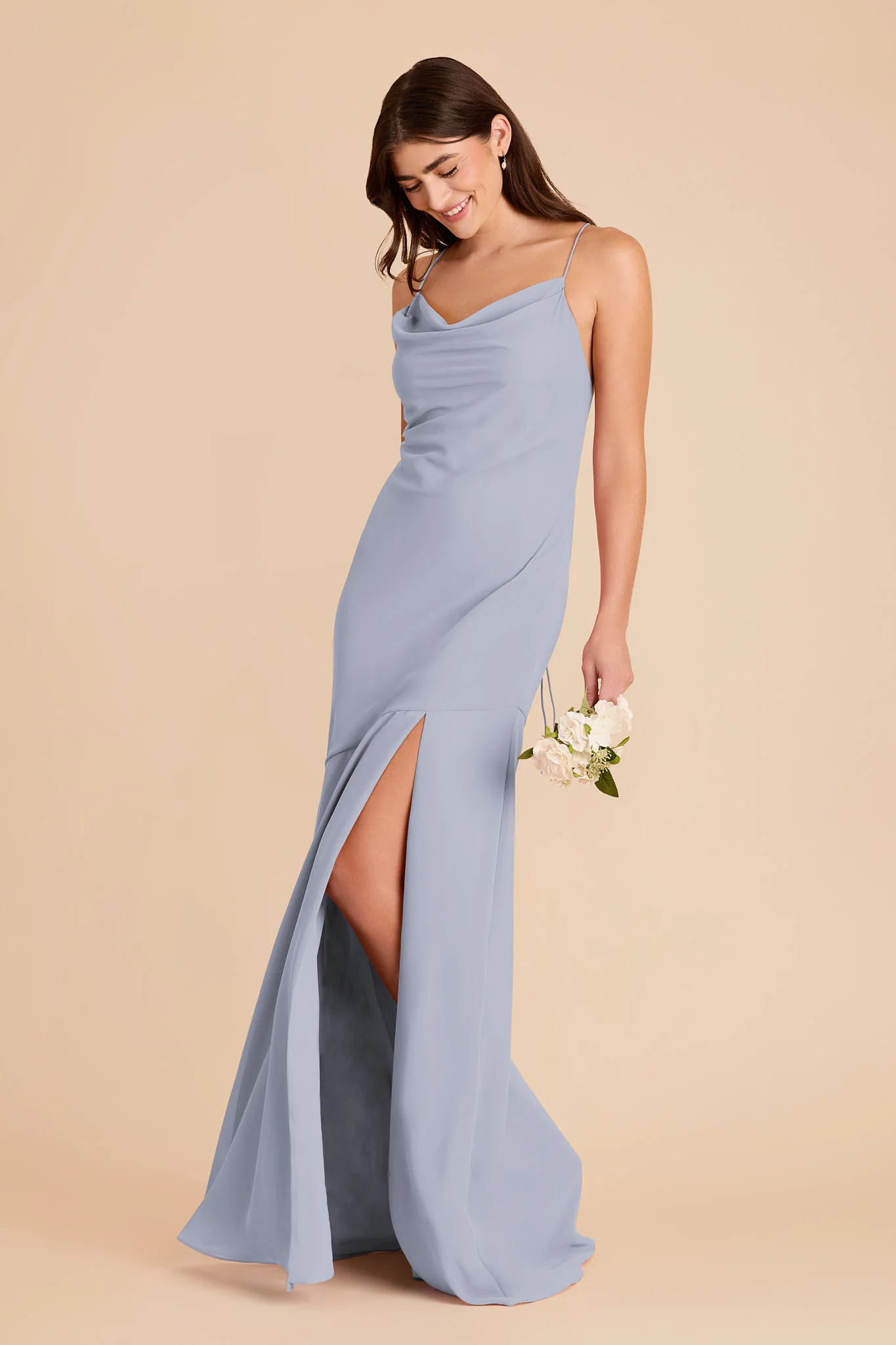 Olivia Chiffon Dress - Dusty Blue - Image 3