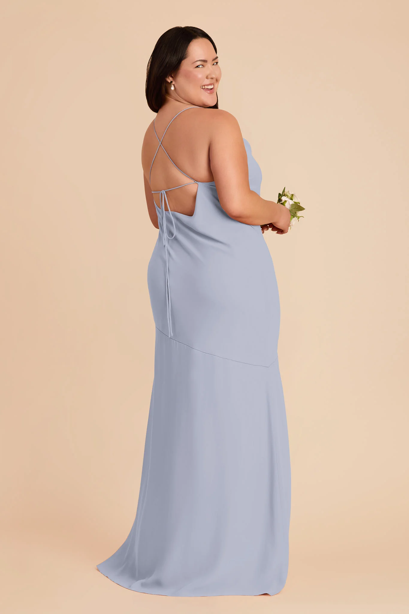 Olivia Chiffon Dress - Dusty Blue - Image 7