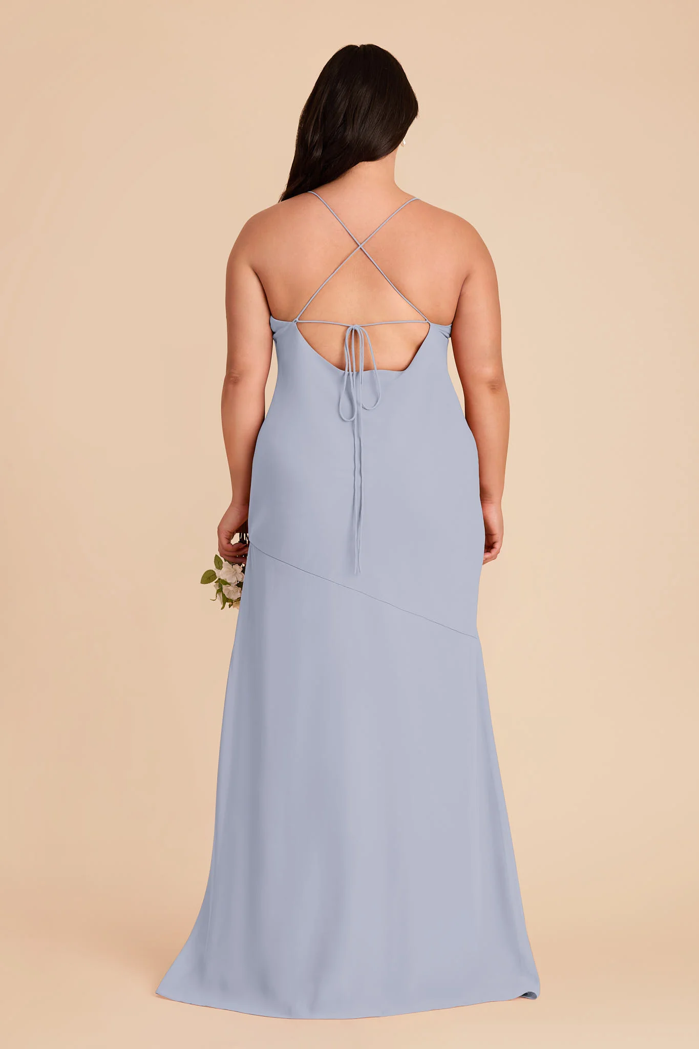 Olivia Chiffon Dress - Dusty Blue - Image 8