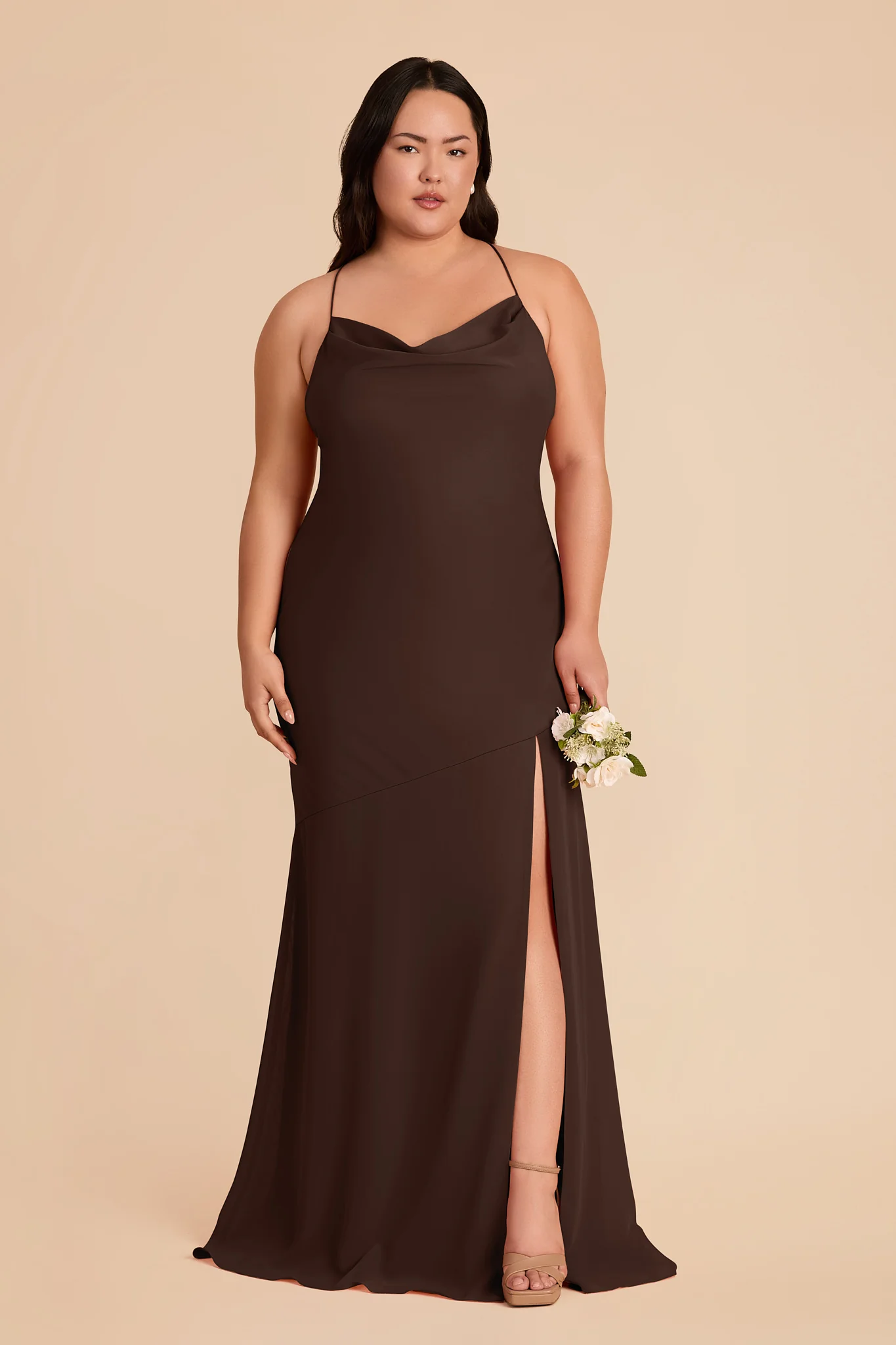 Olivia Chiffon Dress - Espresso - Image 2