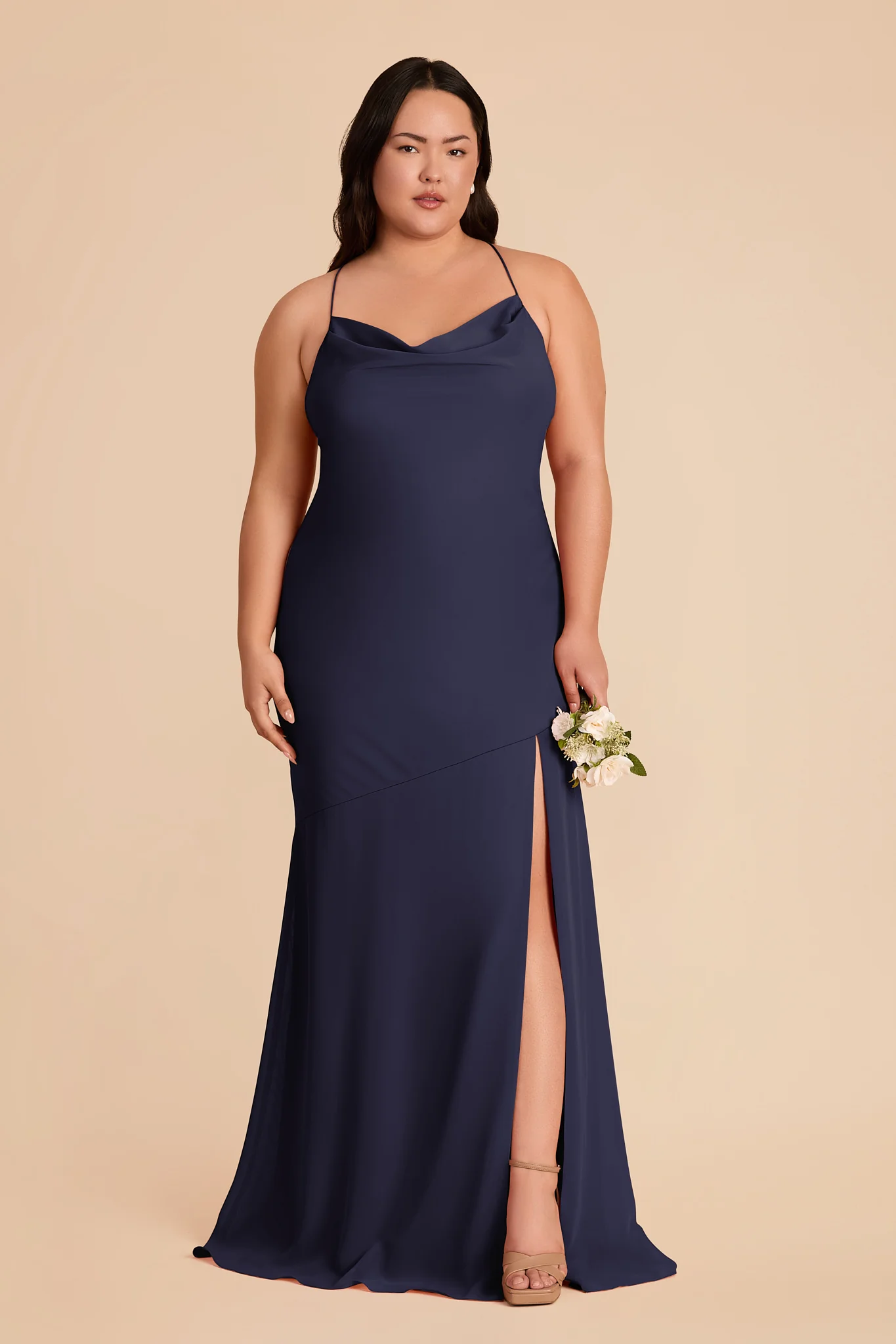 Olivia Chiffon Dress - Navy - Image 2