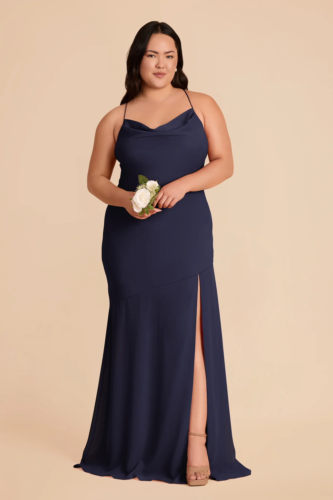 Olivia Chiffon Dress - Navy - Image 6