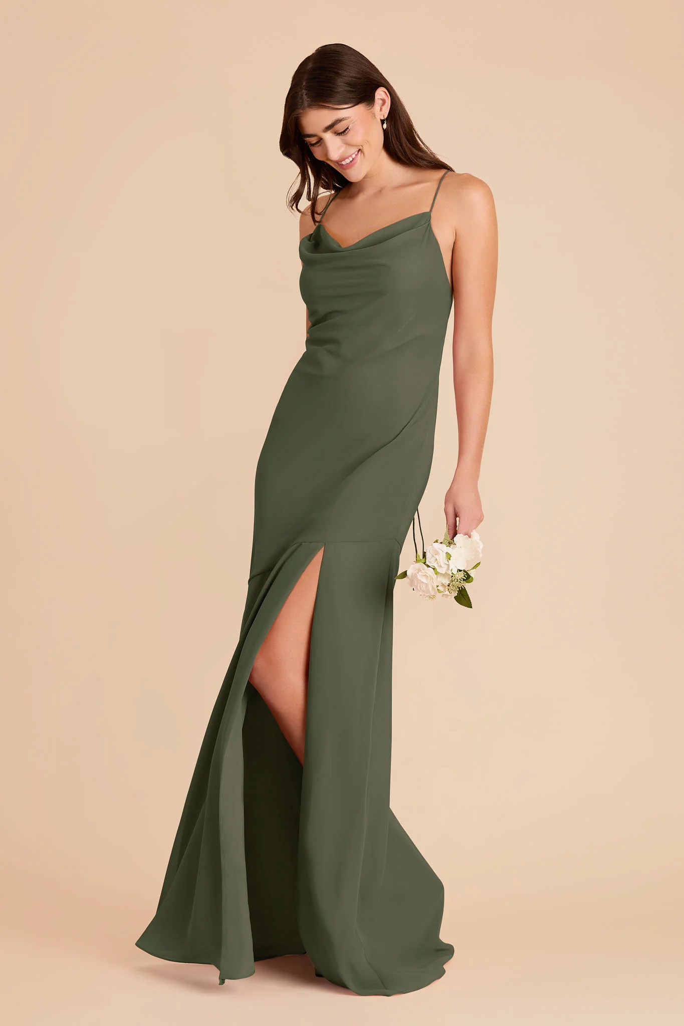 Olivia Chiffon Dress - Olive - Image 3