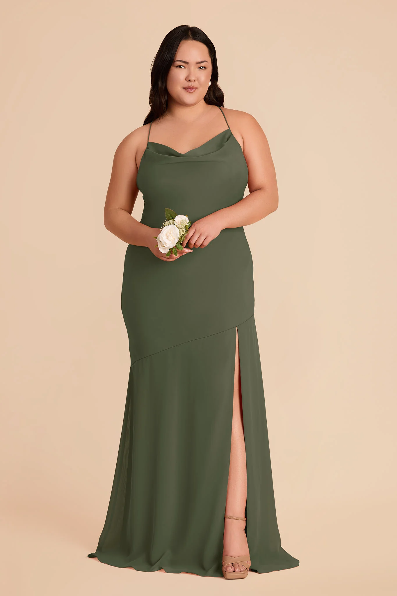 Olivia Chiffon Dress - Olive - Image 6