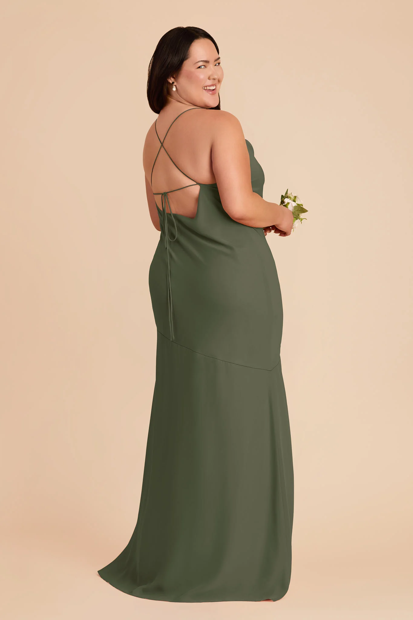 Olivia Chiffon Dress - Olive - Image 7
