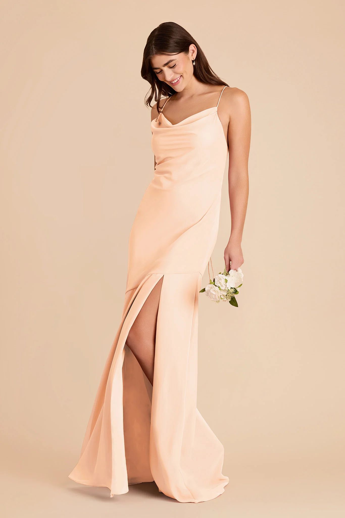 Olivia Chiffon Dress - Peach Cream - Image 3