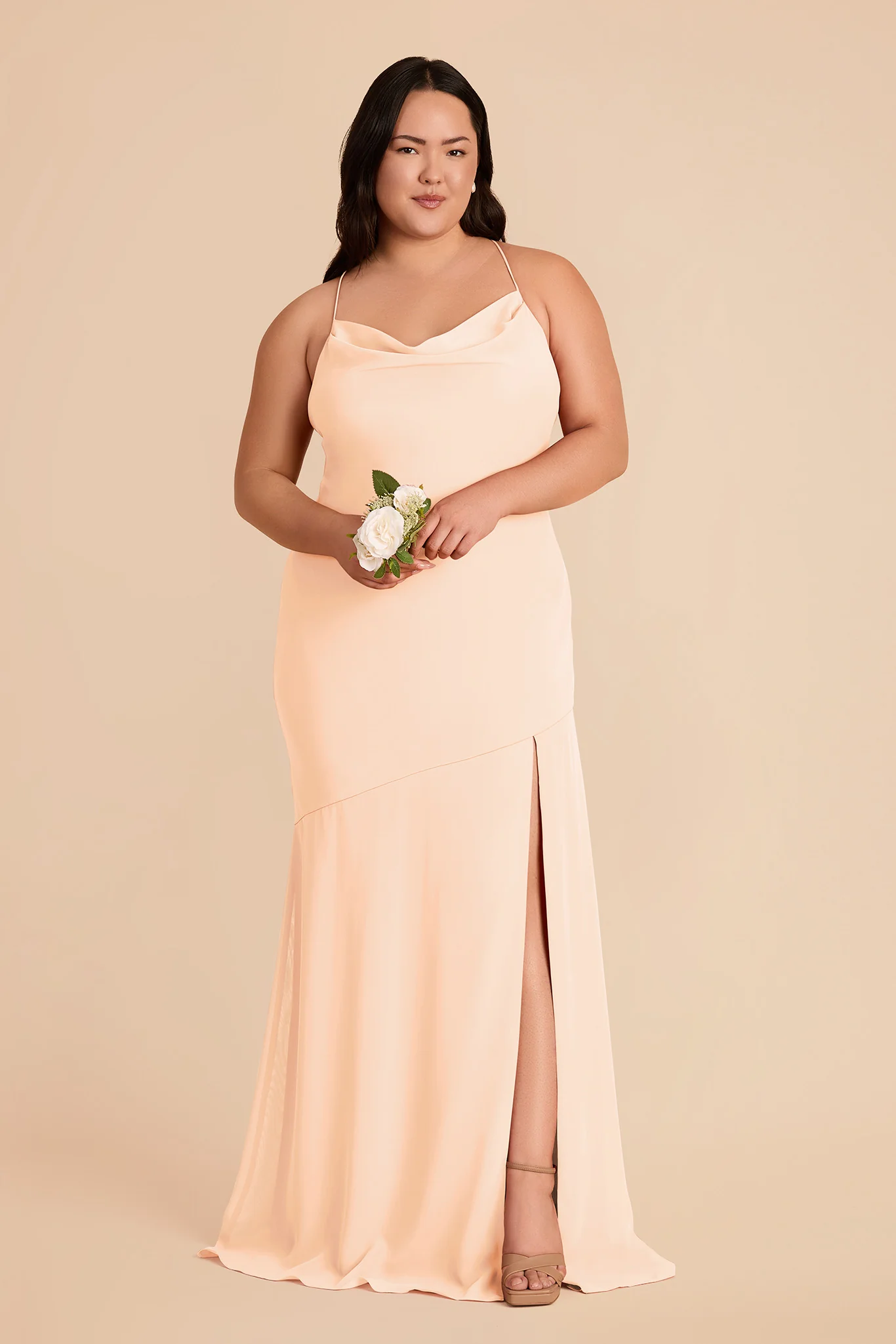 Olivia Chiffon Dress - Peach Cream - Image 6