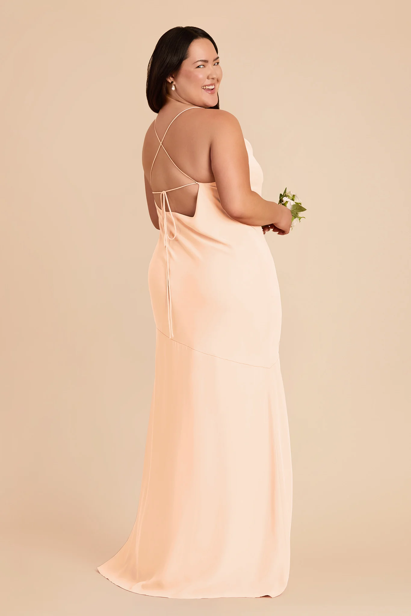 Olivia Chiffon Dress - Peach Cream - Image 7