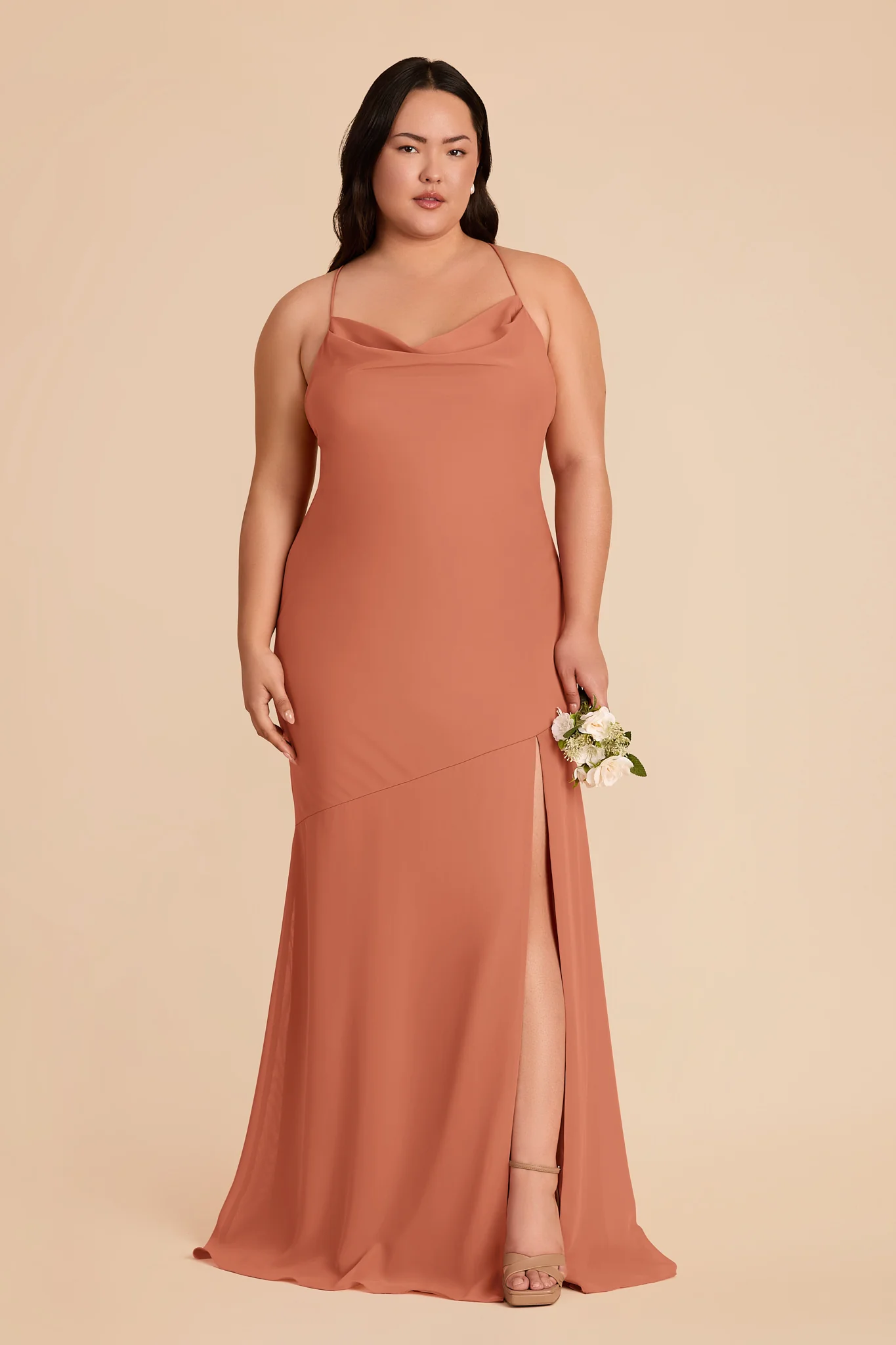 Olivia Chiffon Dress - Terracotta - Image 2