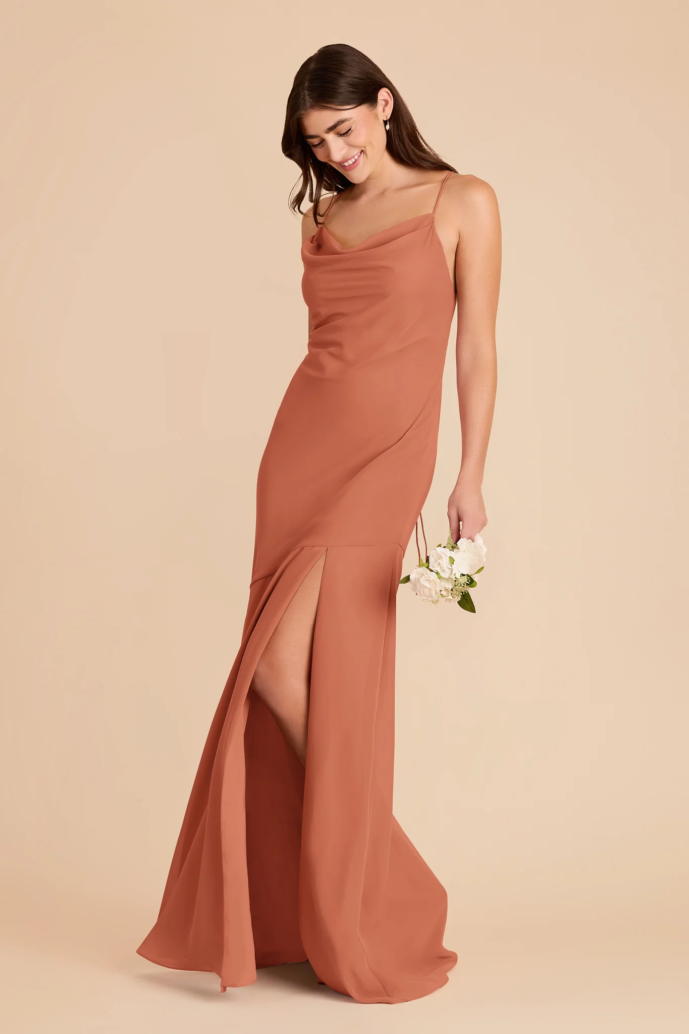 Olivia Chiffon Dress - Terracotta - Image 3