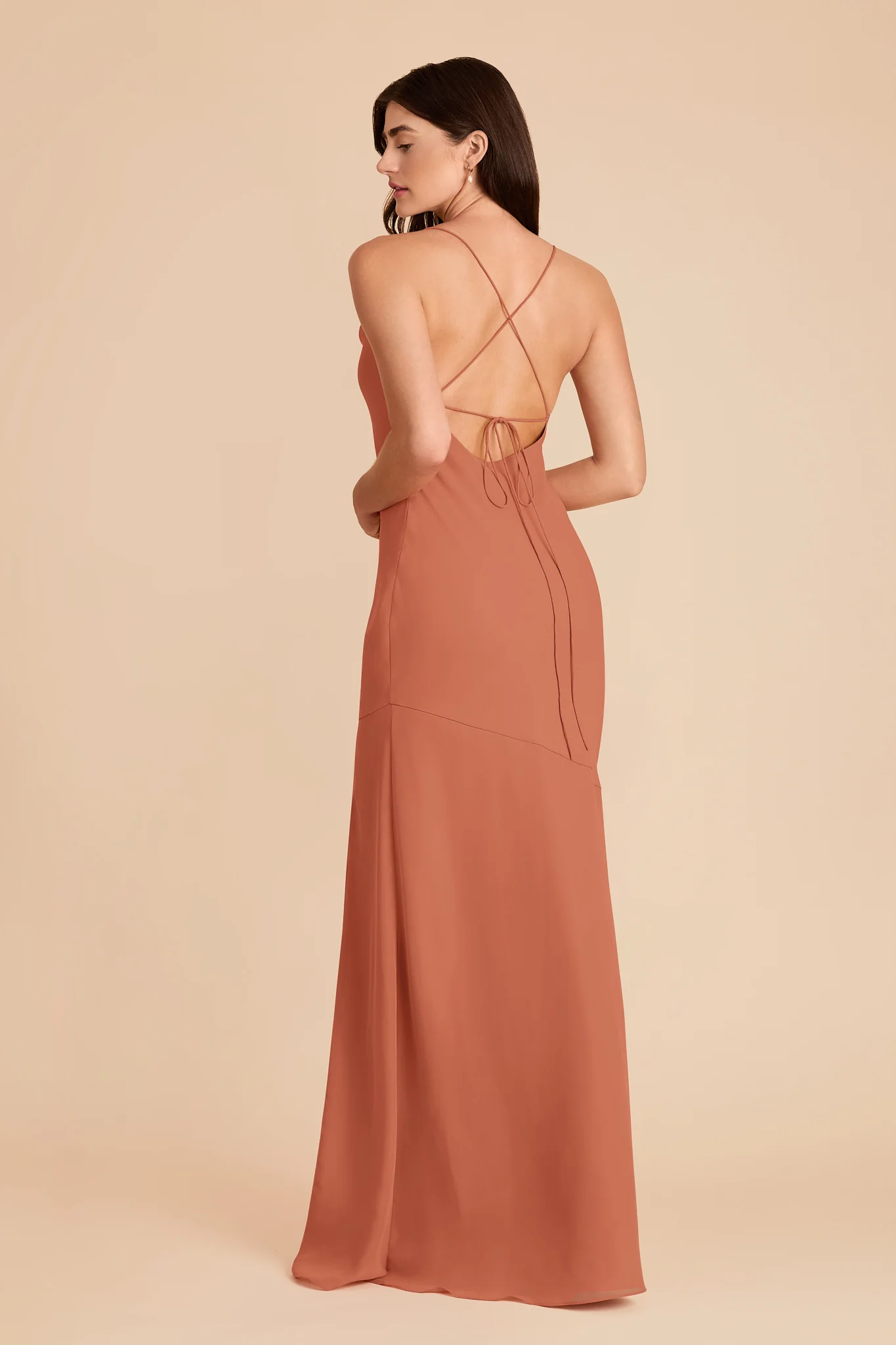 Olivia Chiffon Dress - Terracotta - Image 4