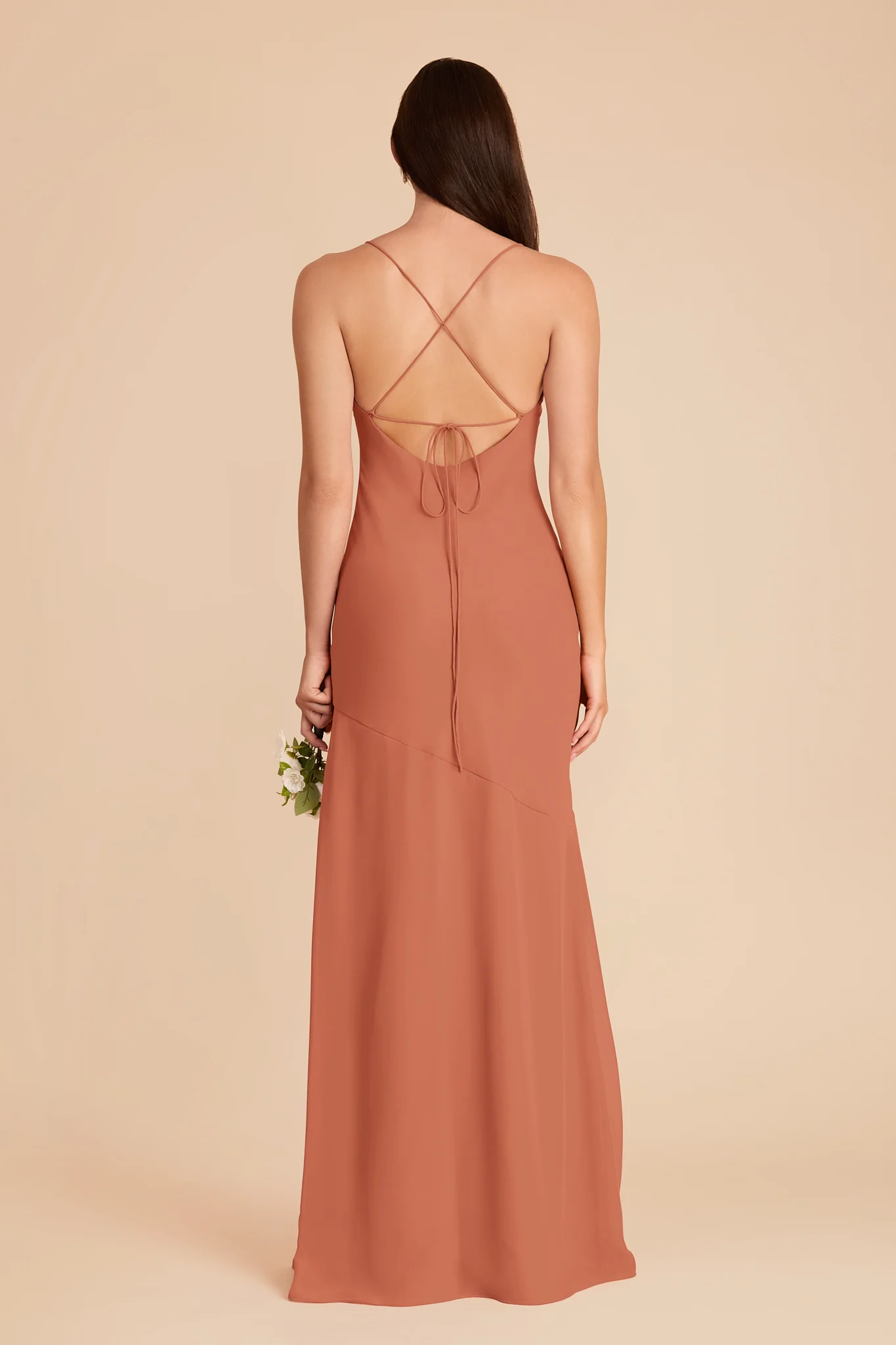 Olivia Chiffon Dress - Terracotta - Image 5