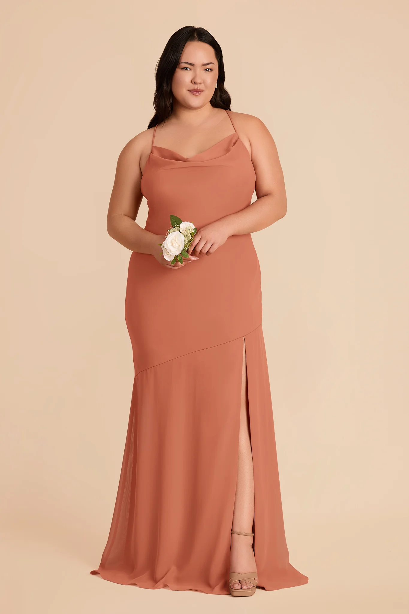 Olivia Chiffon Dress - Terracotta - Image 6