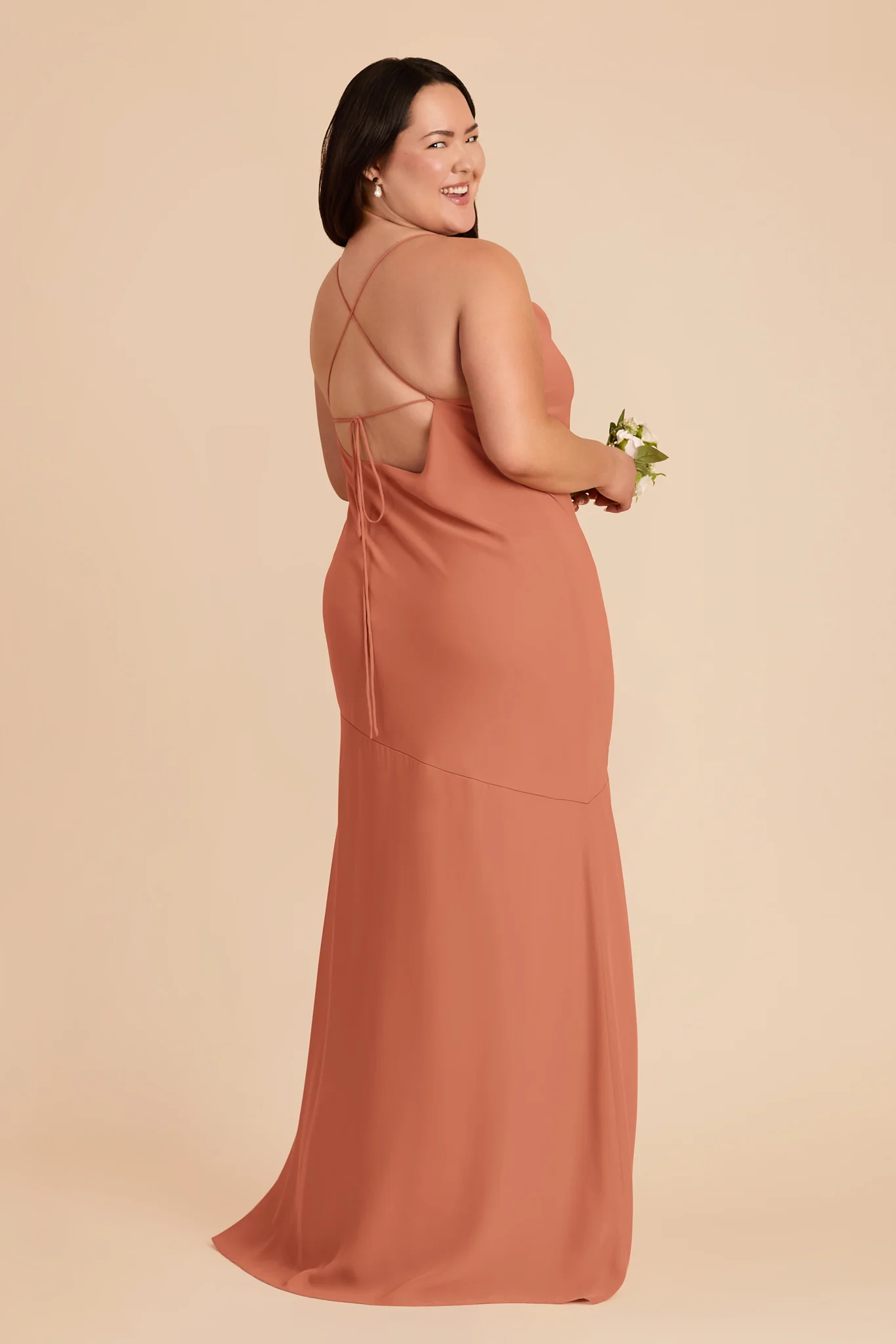 Olivia Chiffon Dress - Terracotta - Image 7
