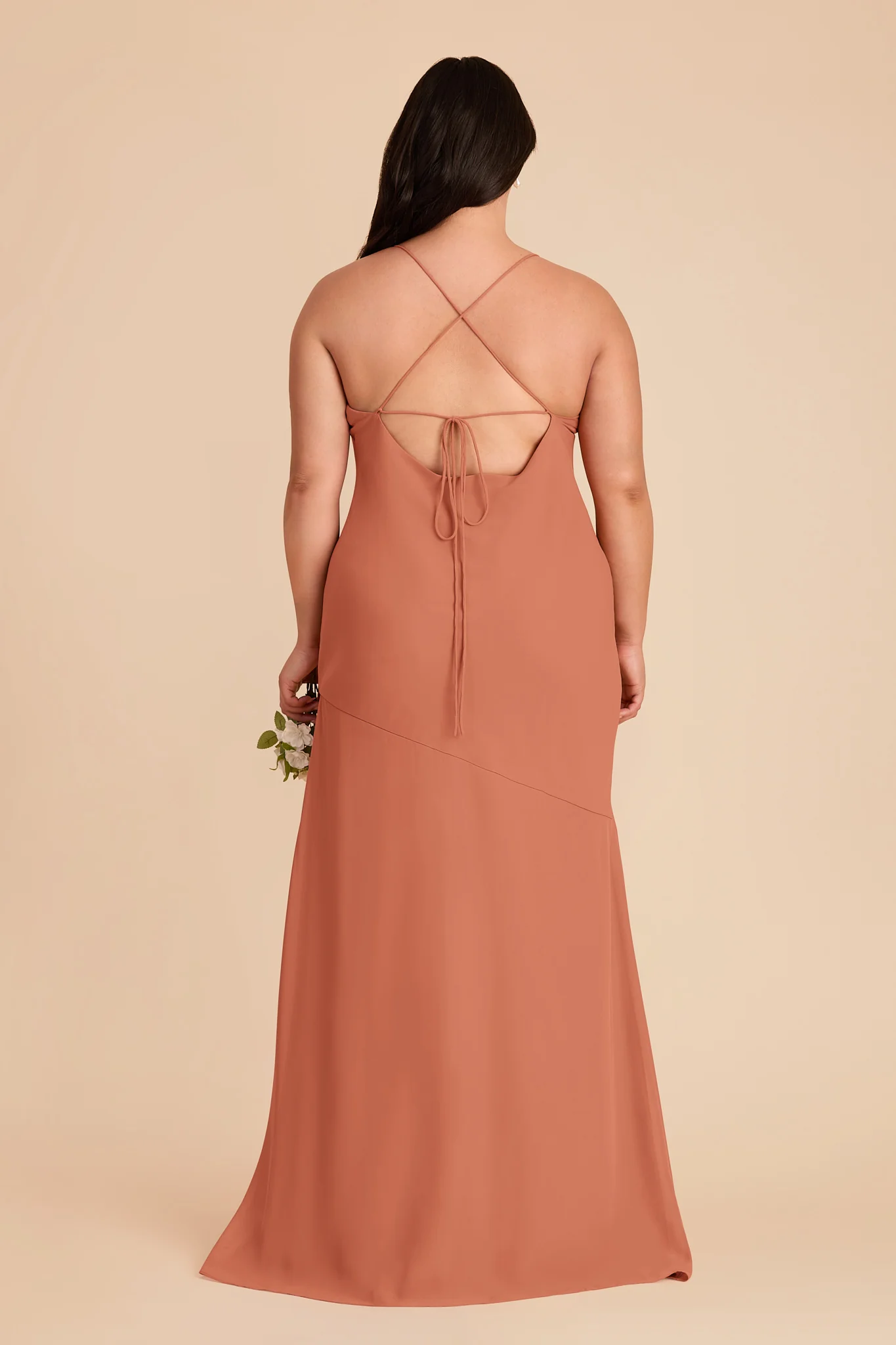 Olivia Chiffon Dress - Terracotta - Image 8