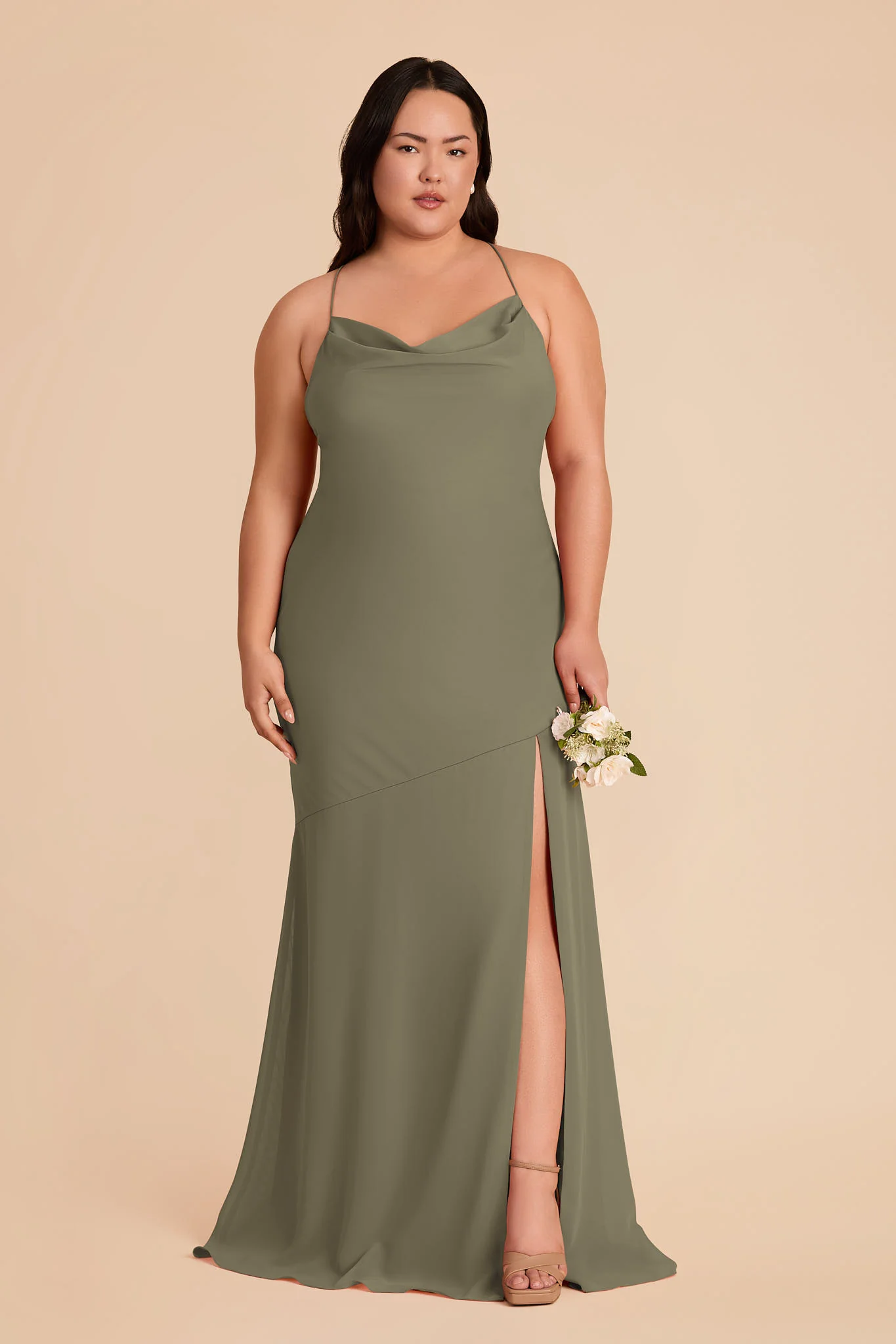 Olivia Chiffon Dress - Thyme - Image 2